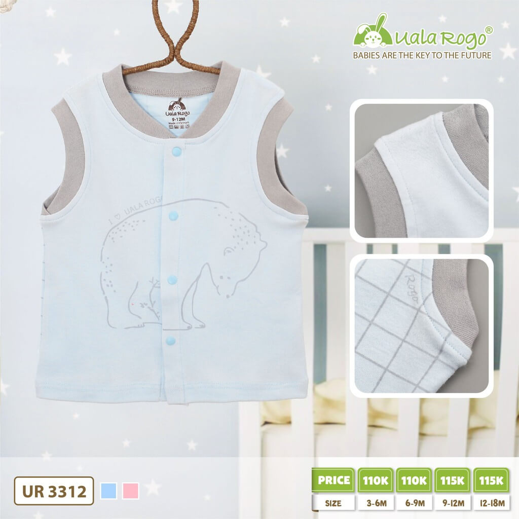 Áo Gile in hình gấu Ualarogo (6-9M, 9-12M), (Họa tiết Xanh, Hồng) — ảnh 3