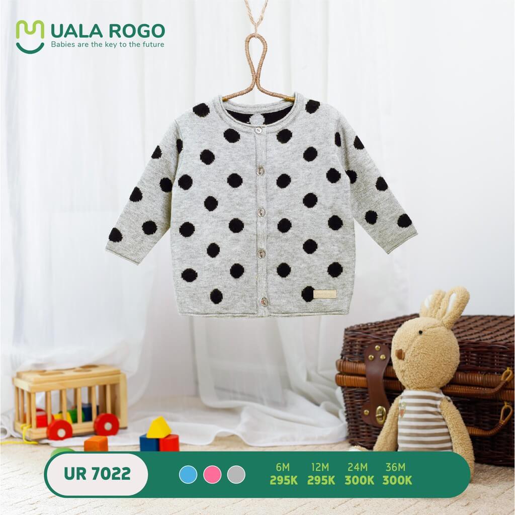 Áo khoác len cổ tròn chấm bi hình heo Ualarogo (6M, 12M, 24M, 36M), (Màu Xanh, Hồng, Ghi) — ảnh 3