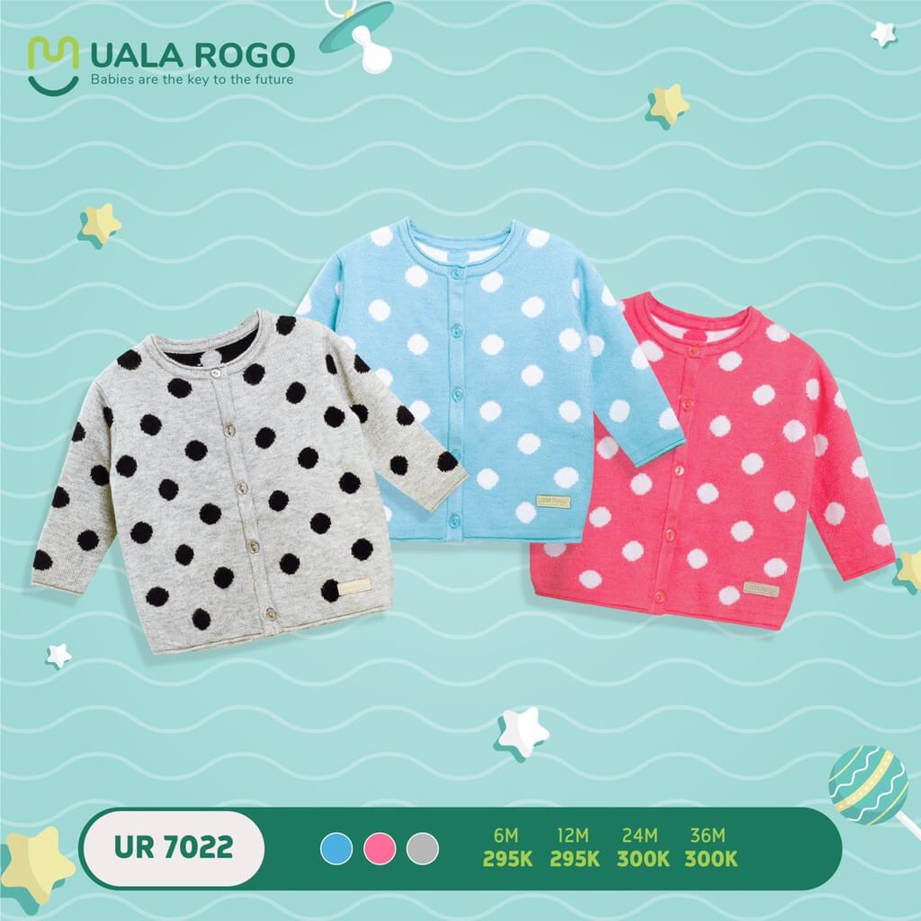 Áo khoác len cổ tròn chấm bi hình heo Ualarogo (6M, 12M, 24M, 36M), (Màu Xanh, Hồng, Ghi) — ảnh 5