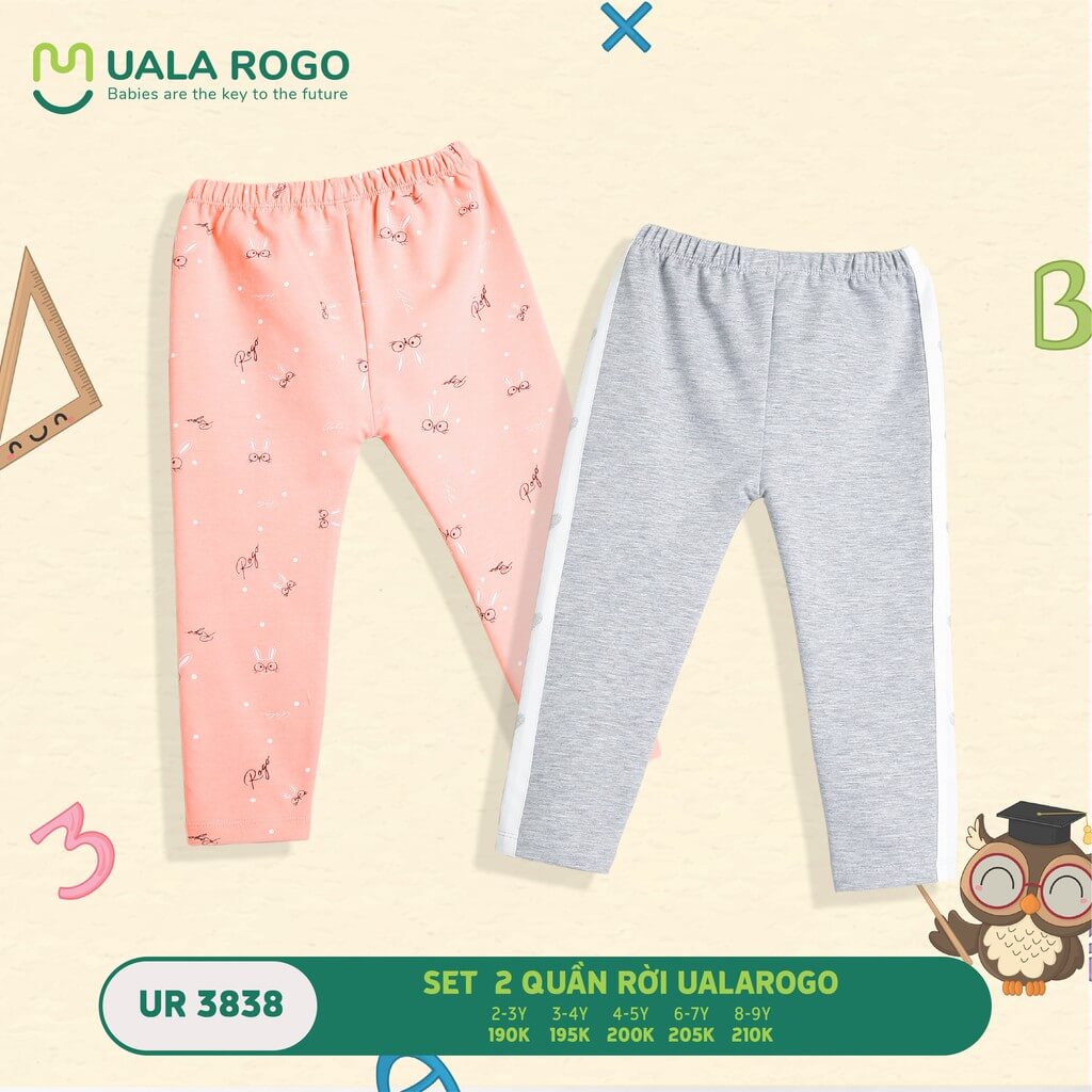 Set quần nỉ Ualarogo cho bé (2-3Y, 3-4Y), (Họa tiết Xanh Ghi, Sao Robot, Robot Phi Hành Gia) — ảnh 4