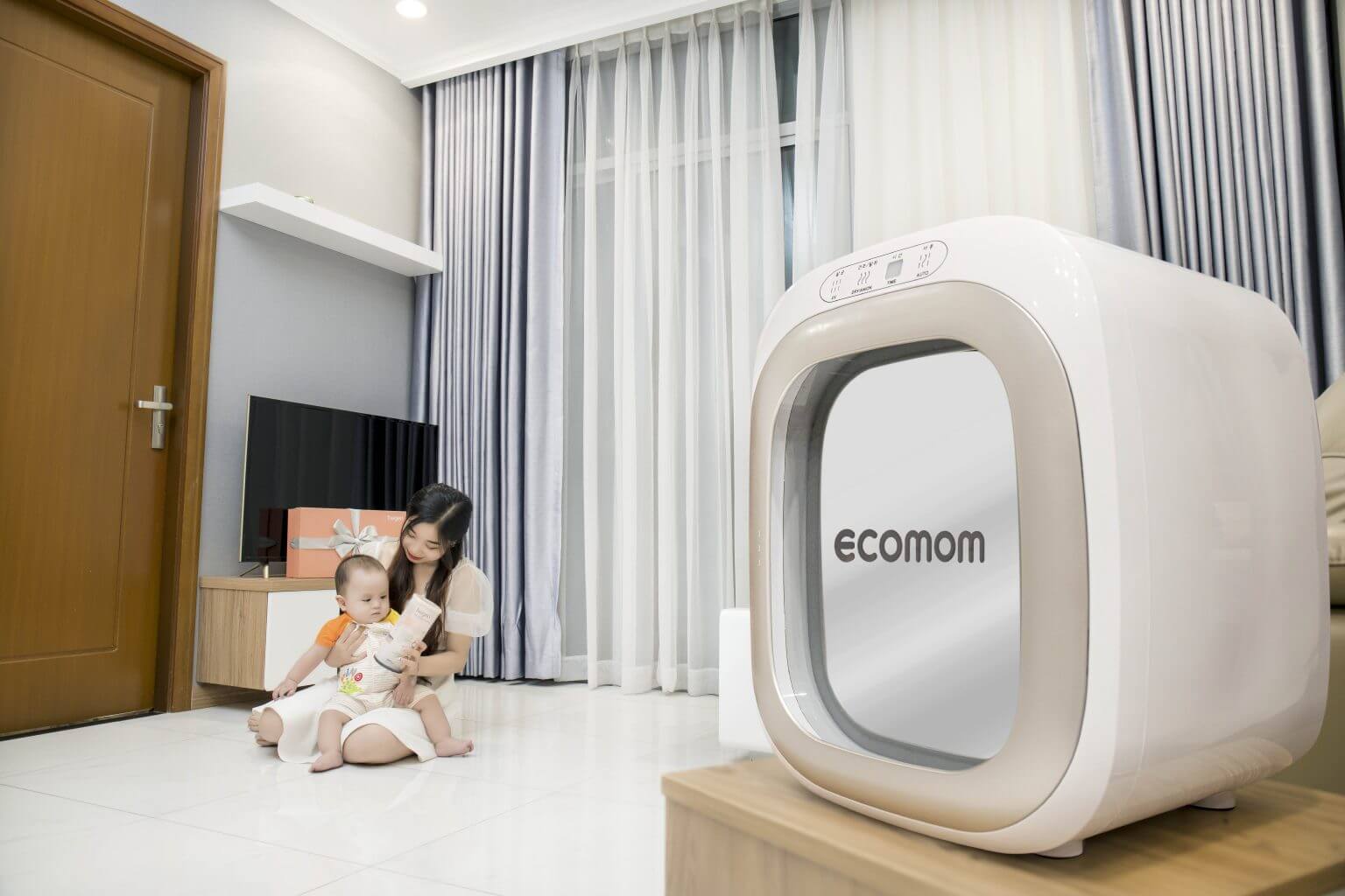 Máy tiệt trùng Ecomom sấy khô khử mùi bằng tia UV ECO-100 Pro (Màu Đỏ, màu Bạc) — ảnh 2