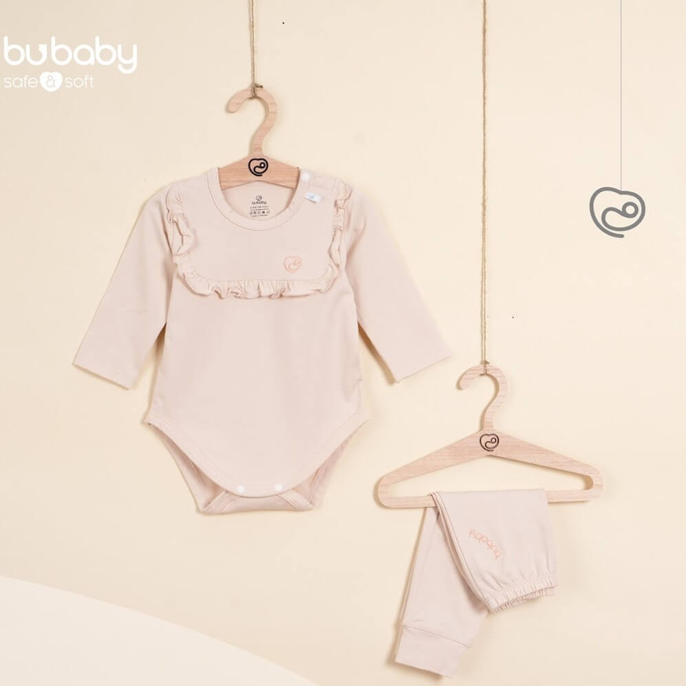 Bộ Bodychip Bu baby cài vai dài tay Kyomi Aloha (3-6M, 6-9M, 9-12M, 12-18M), (Họa tiết Be, Trắng - Vàng, Hồng) — ảnh 2