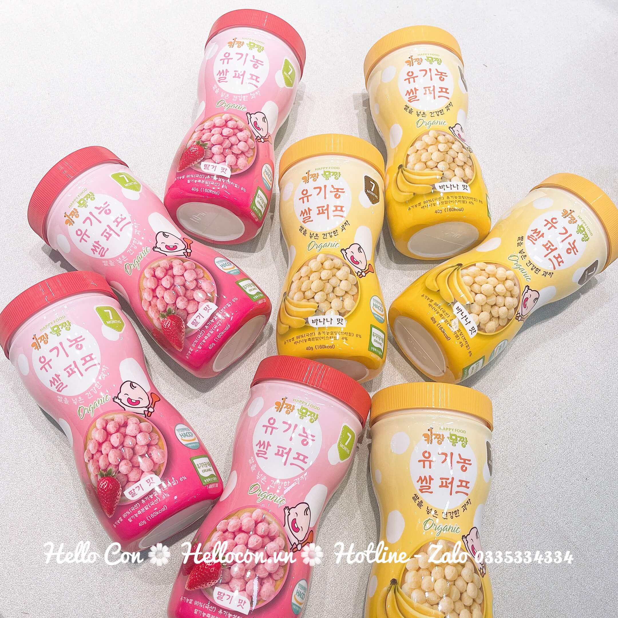 Bánh bi tan Happy food organic 40g cho trẻ từ 7 tháng tuổi (Vị Dâu, chuối)