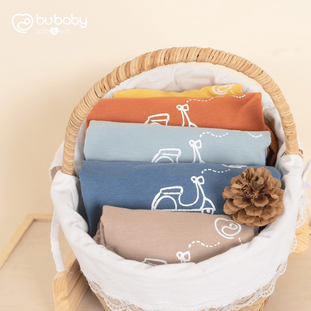 Bộ chui đầu dài tay Bu baby Kyomi Vespa (6-9M, 9-12M, 12-18M, 18-24M), (Họa tiết Xanh Ghi, Vàng, Cam đất, Cà Phê, Xanh đậm) — ảnh 6