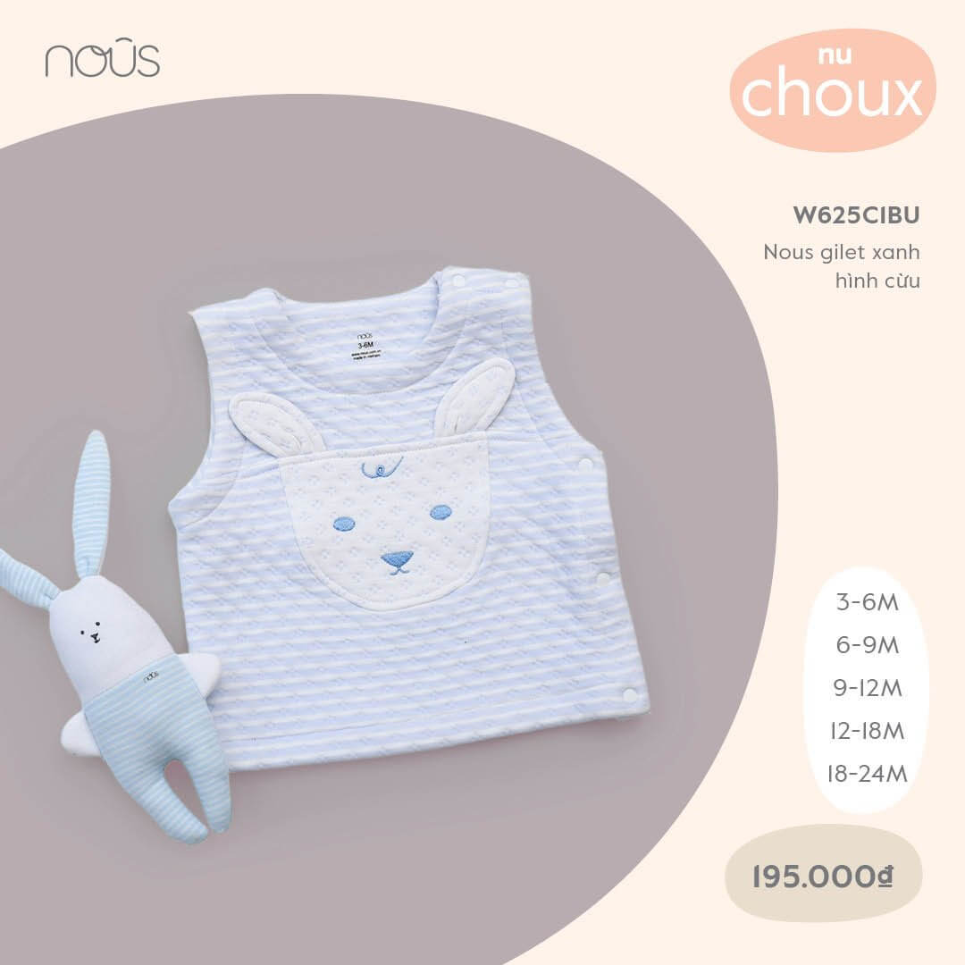 Nous Gilet xanh, hồng hình cừu (3M, 6M, 9M, 12M, 18M), (Màu Xanh, màu Hồng) — ảnh 2