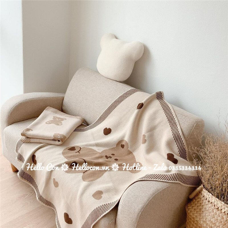 Chăn len Hàn Quốc (Họa tiết Gấu to, họa tiết Gấu nhỏ) — ảnh 2