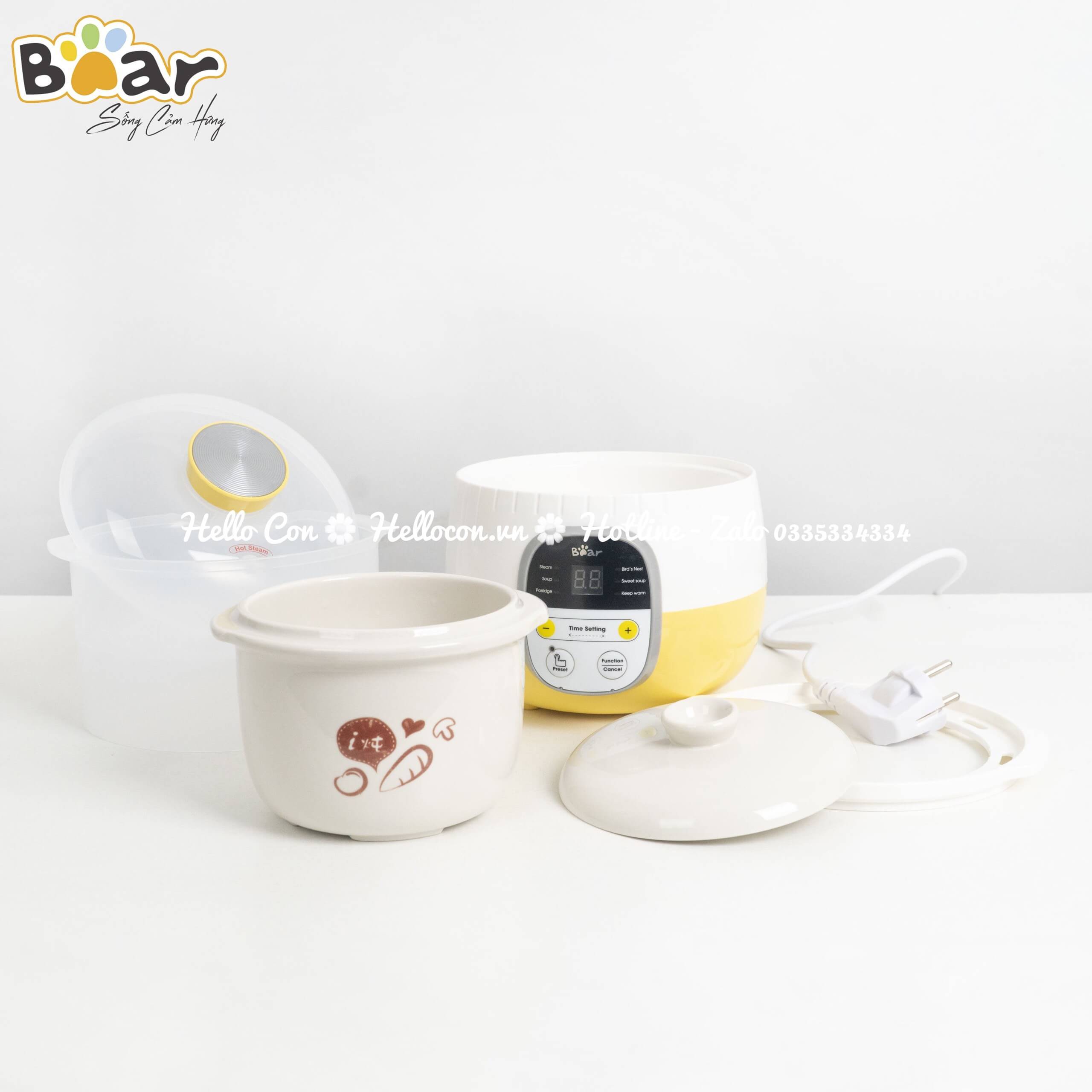 Nồi nấu chậm 0.8L Bear (Màu Vàng, màu Hồng, màu Xanh) — ảnh 2