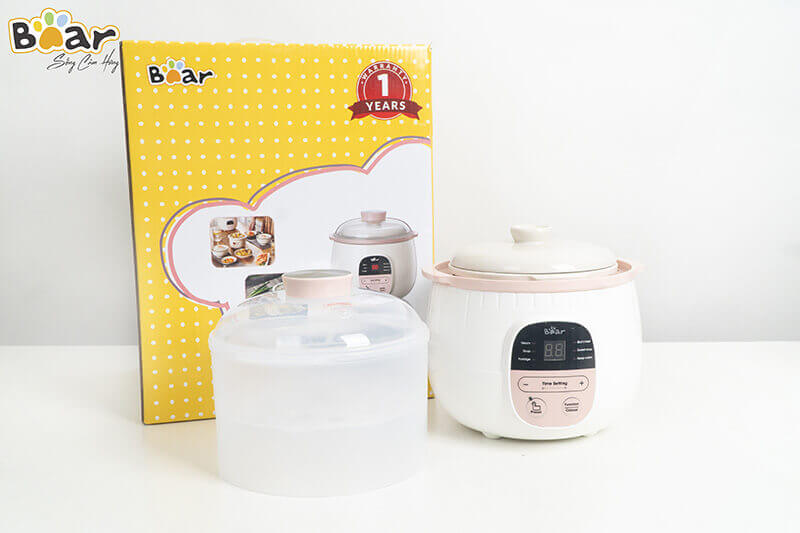 Nồi nấu chậm 0.8L Bear (Màu Vàng, màu Hồng, màu Xanh)