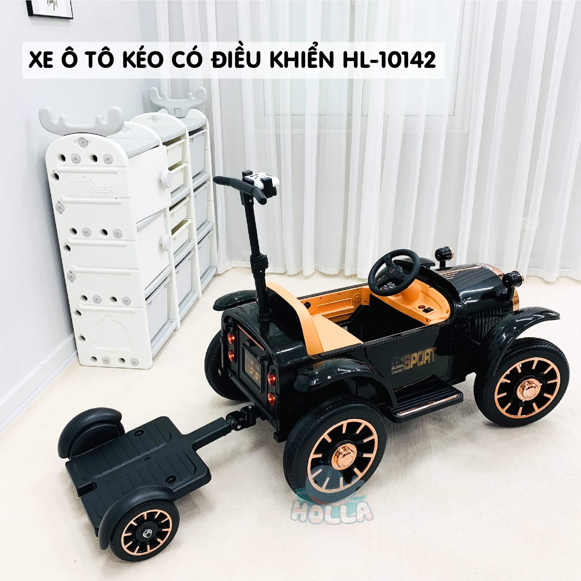 Xe ô tô điện kéo có điều khiển Holla HL10142 (Màu đen, Màu Trắng) — ảnh 2