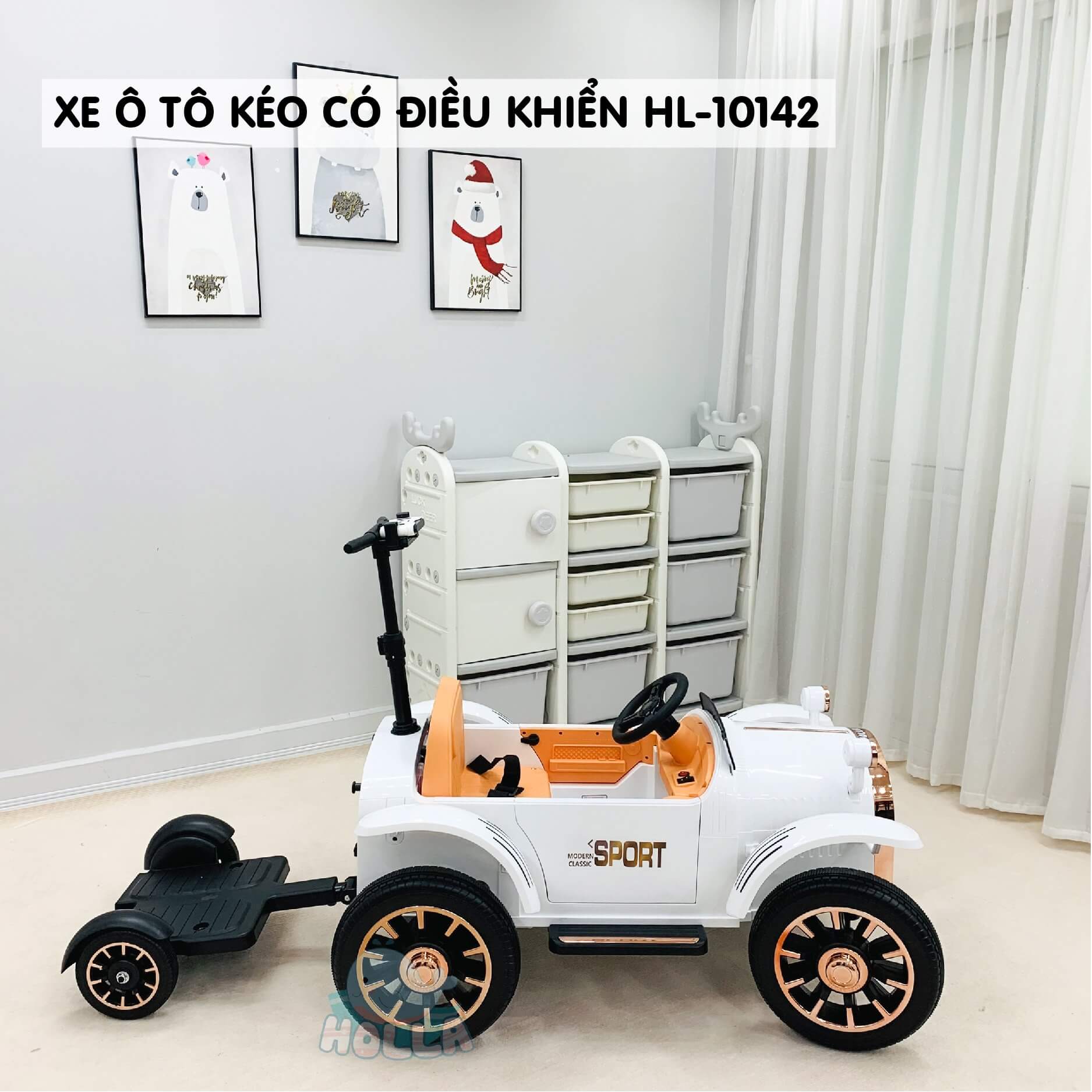 Xe ô tô điện kéo có điều khiển Holla HL10142 (Màu đen, Màu Trắng) — ảnh 7