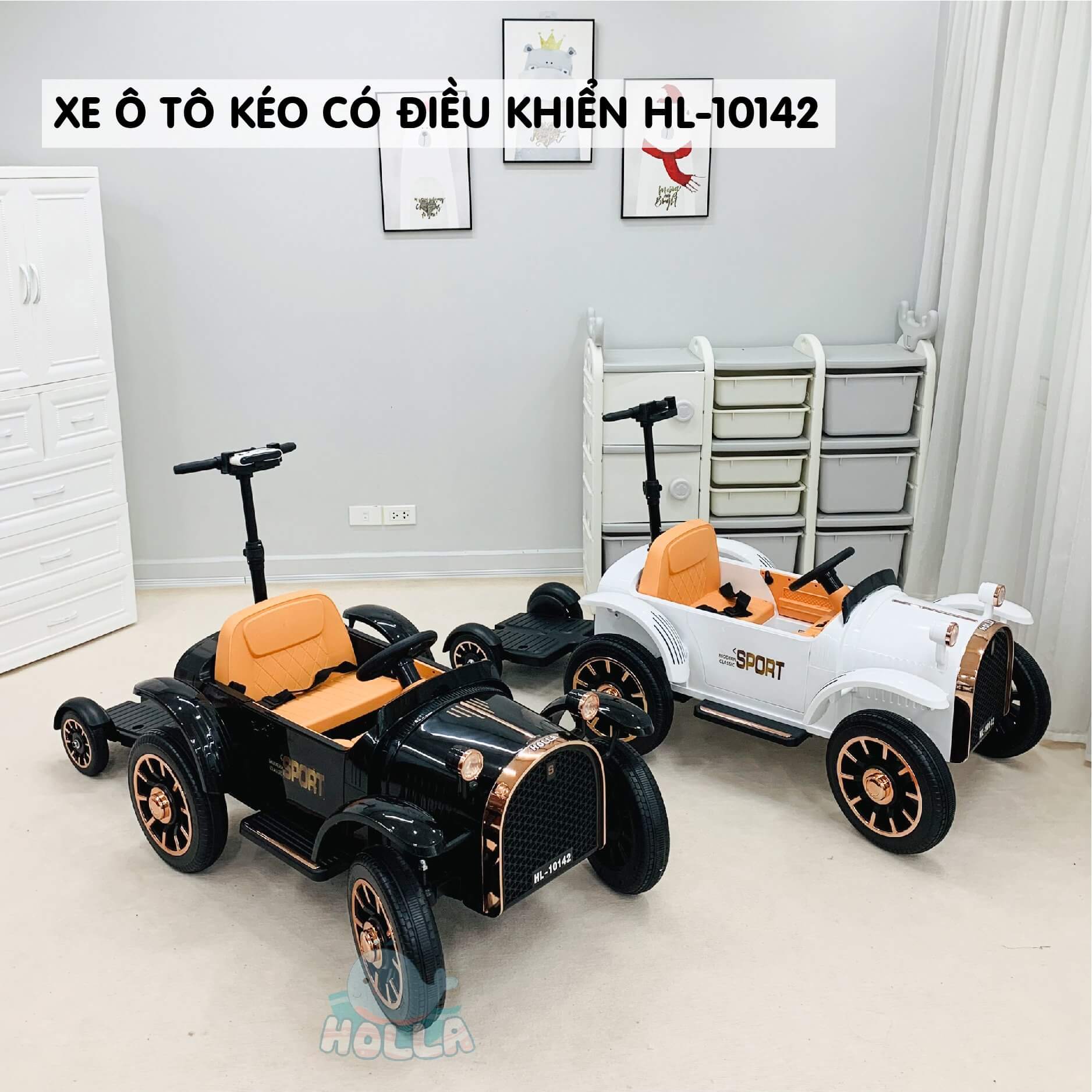Xe ô tô điện kéo có điều khiển Holla HL10142 (Màu đen, Màu Trắng)