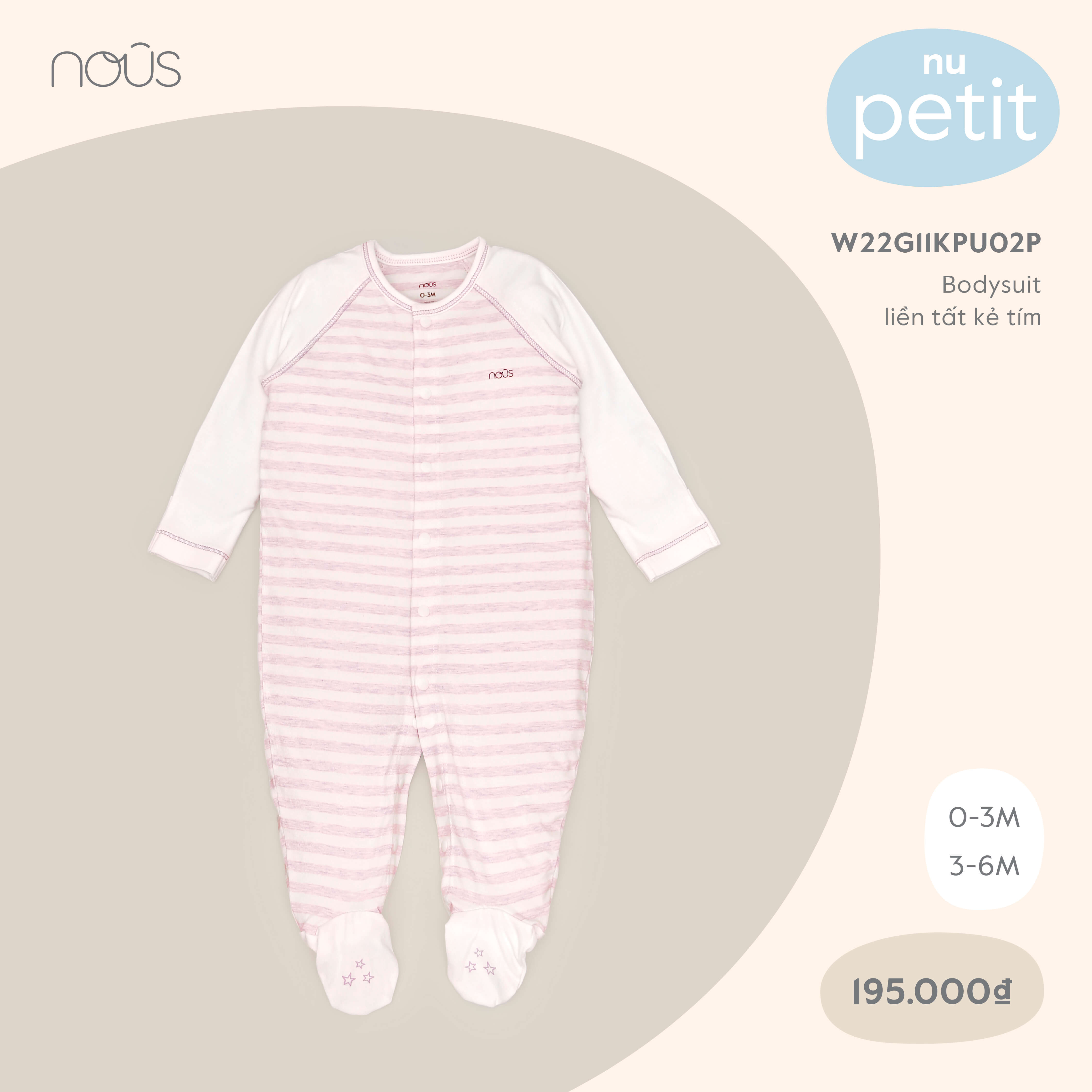 Nous Bodysuit liền tất kẻ tím