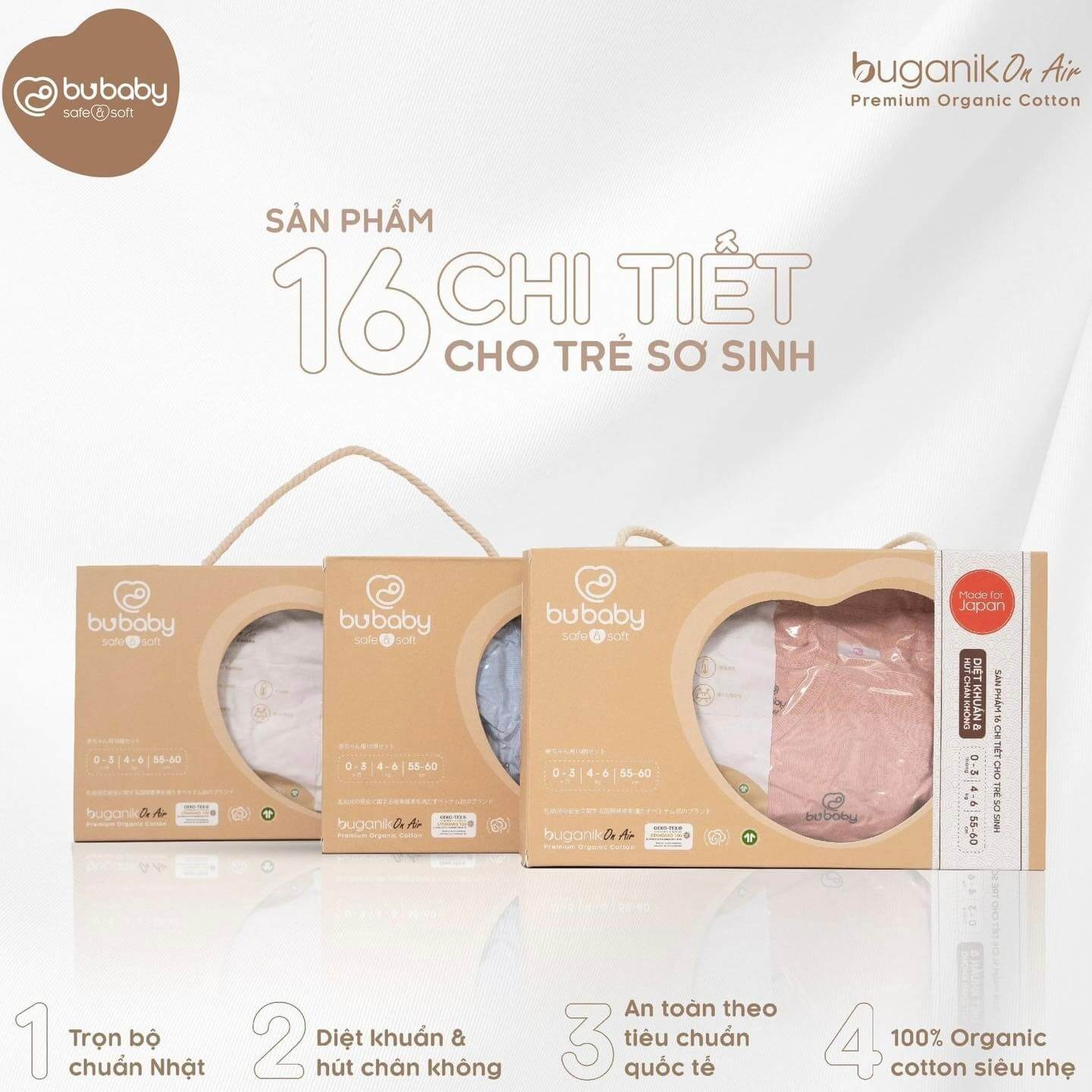 BGS002SSC Set sơ sinh Bu Baby Buganik On Air 0-3M