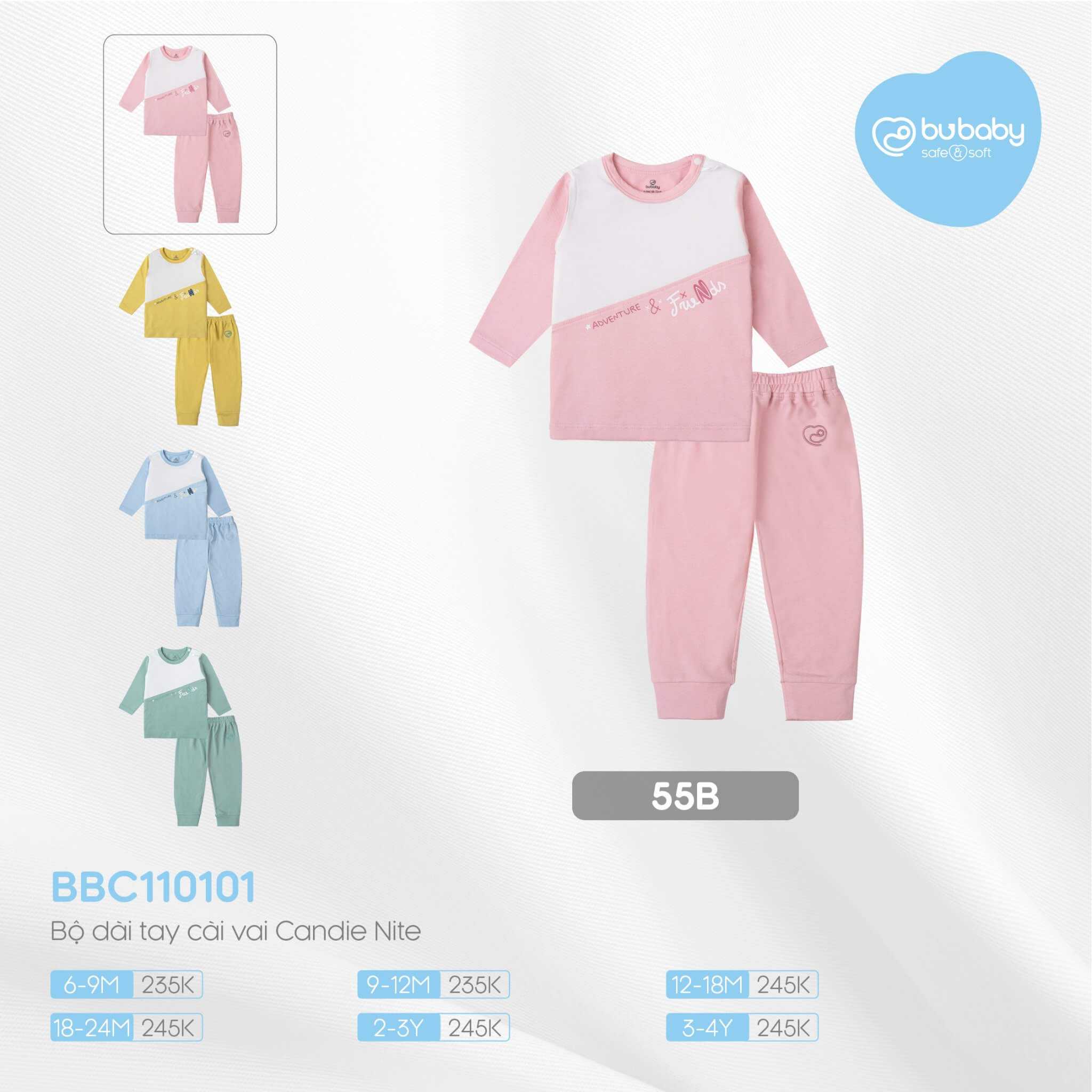 BBC110101 Bộ dài tay cài vai Bu Baby Bamco Jacquard — ảnh 3