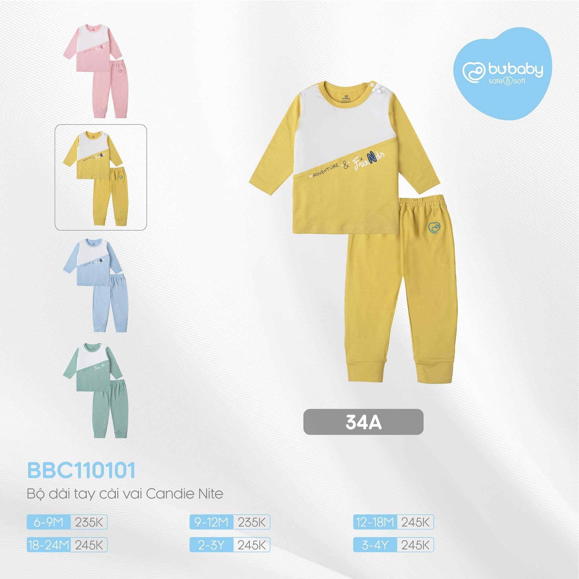 BBC110101 Bộ dài tay cài vai Bu Baby Bamco Jacquard — ảnh 4