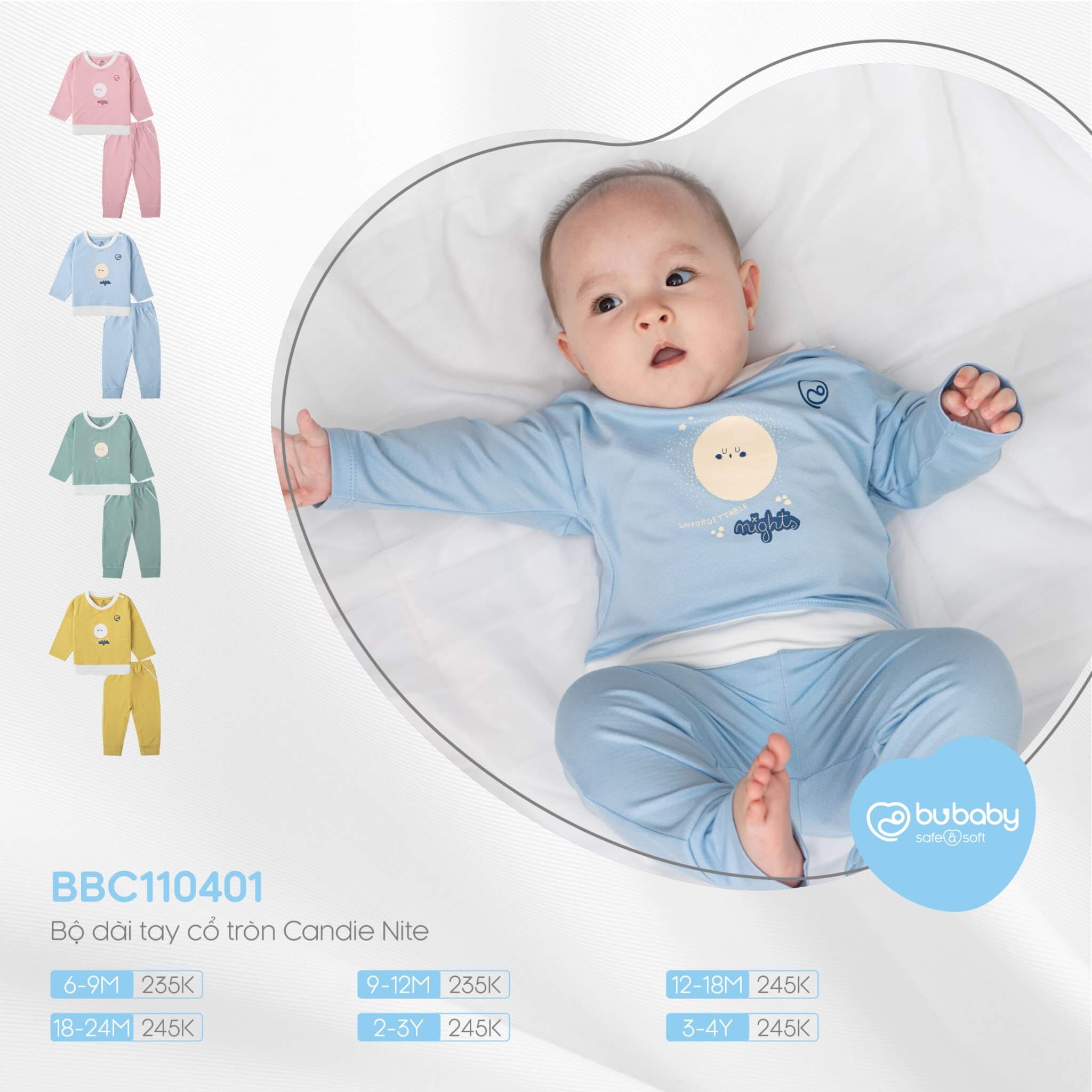 BBC110401 Bộ dài tay cổ tròn Bu Baby Bamco Jacquard — ảnh 3