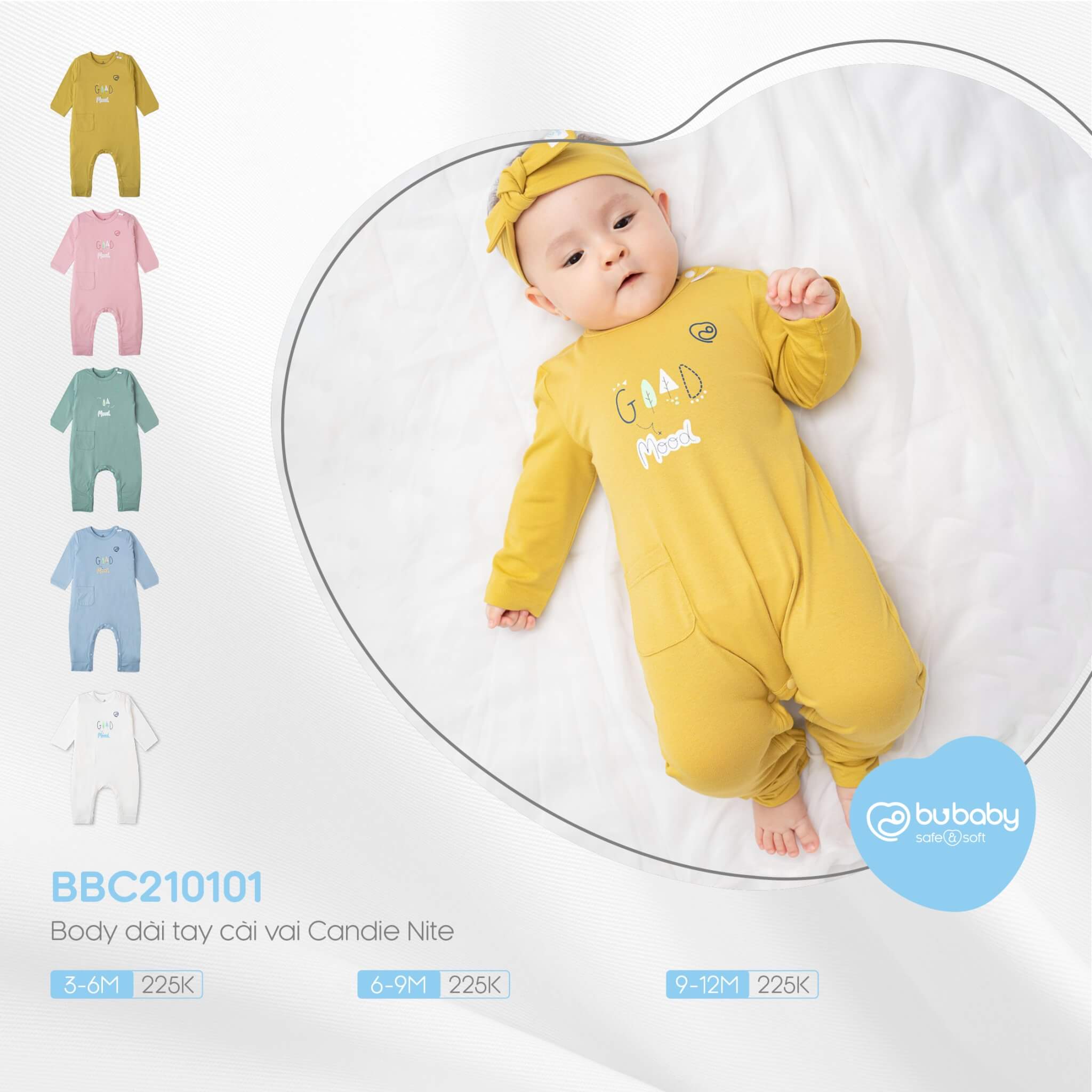 BBC210101 Body Bu Baby dài tay cài vai Bu Baby Bamco Jacquard — ảnh 4