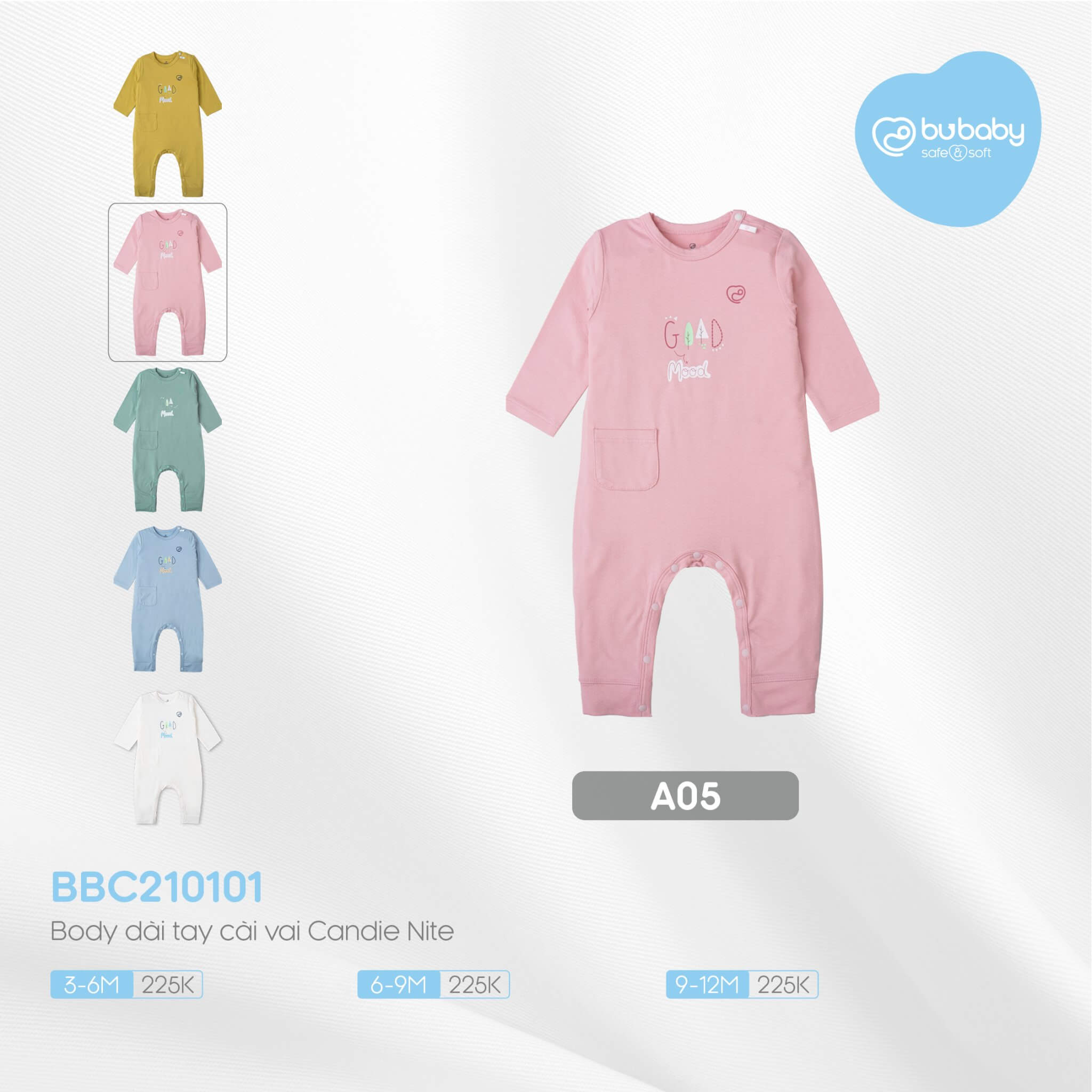 BBC210101 Body Bu Baby dài tay cài vai Bu Baby Bamco Jacquard — ảnh 3