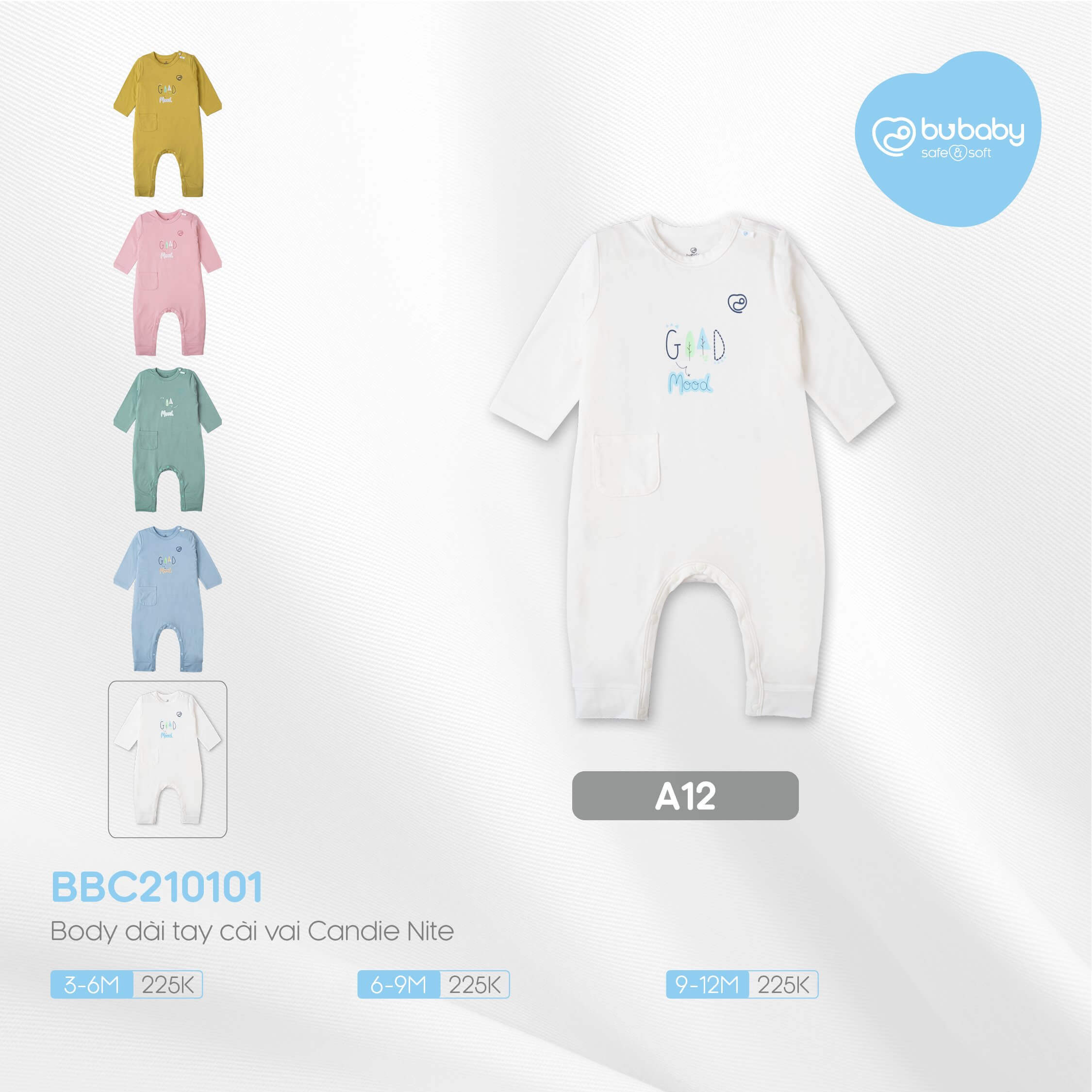 BBC210101 Body Bu Baby dài tay cài vai Bu Baby Bamco Jacquard — ảnh 5