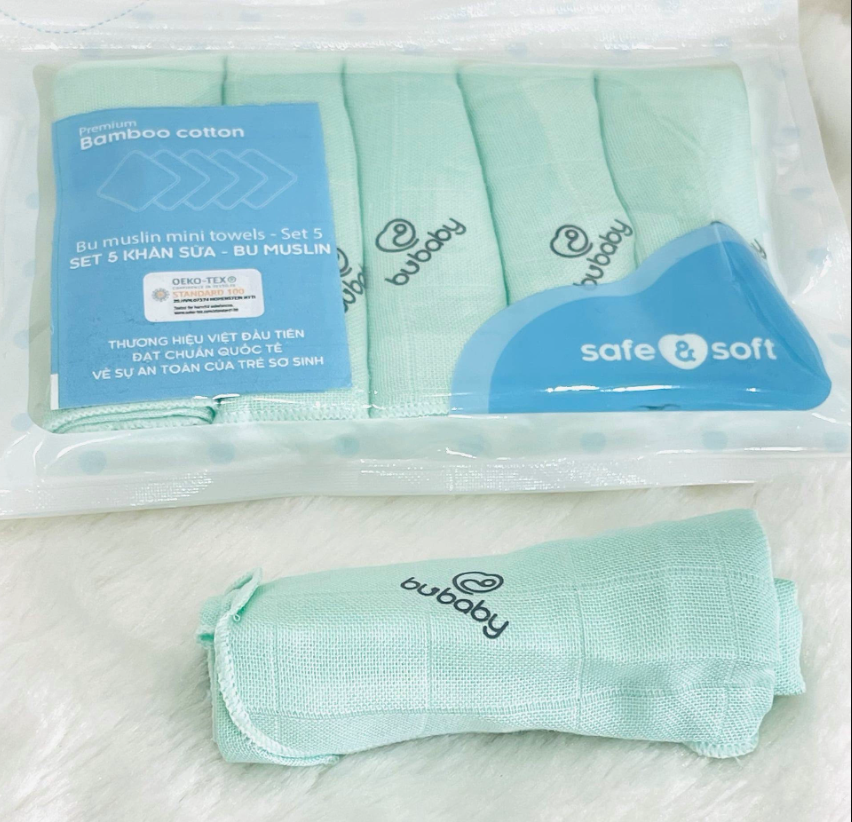 Khăn mặt Bu Baby Muslin Pack 5  - Free