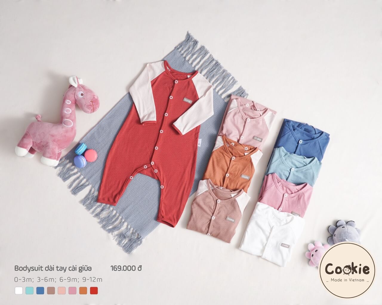 Bodysuit Cookie dài tay cài giữa