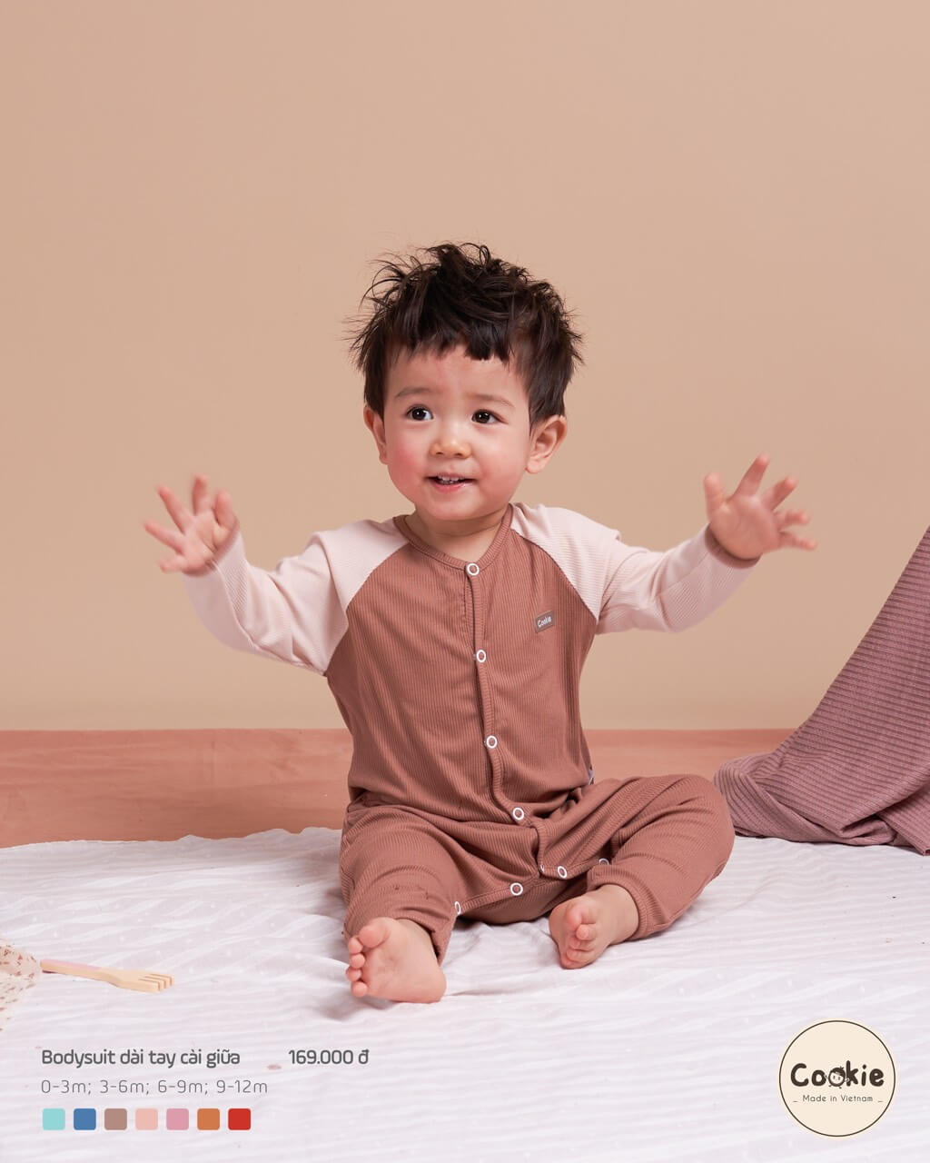 Bodysuit Cookie dài tay cài giữa — ảnh 3