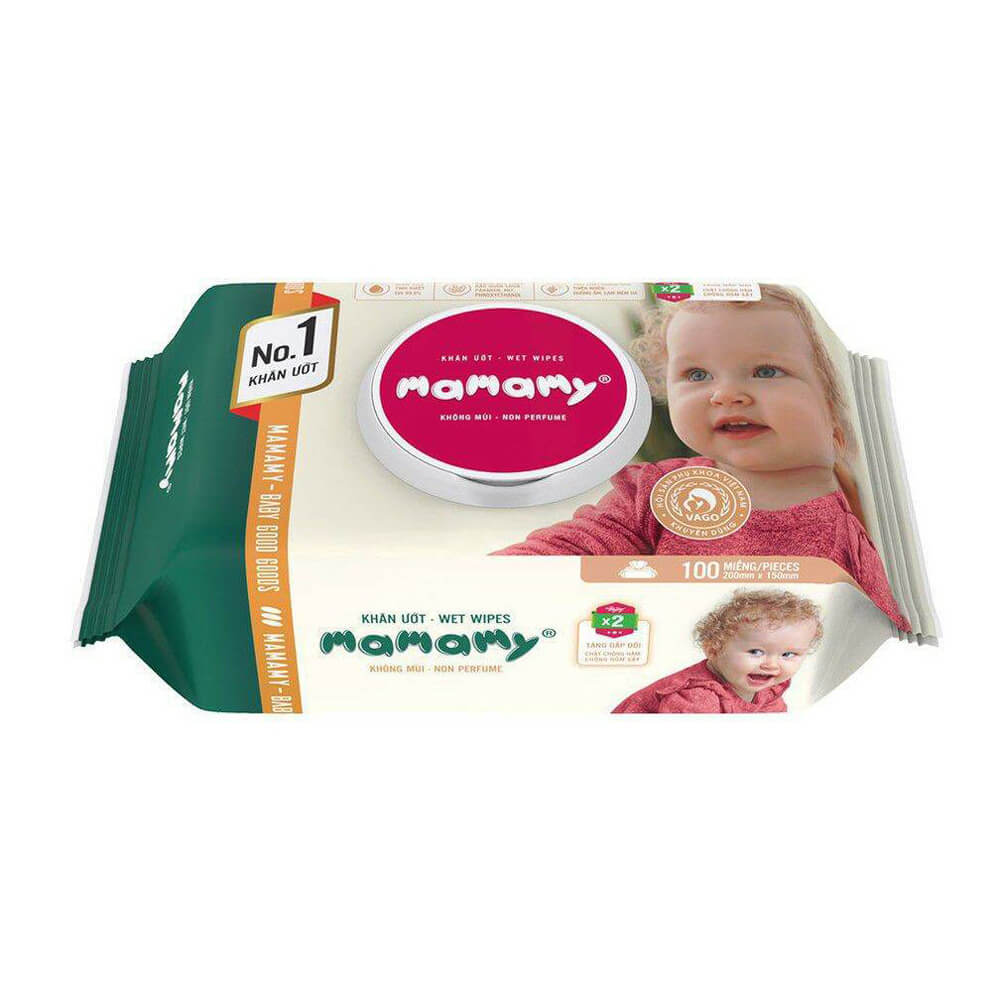 Khăn ướt Mamamy không mùi (100 tờ có nắp, 30 tờ không nắp)