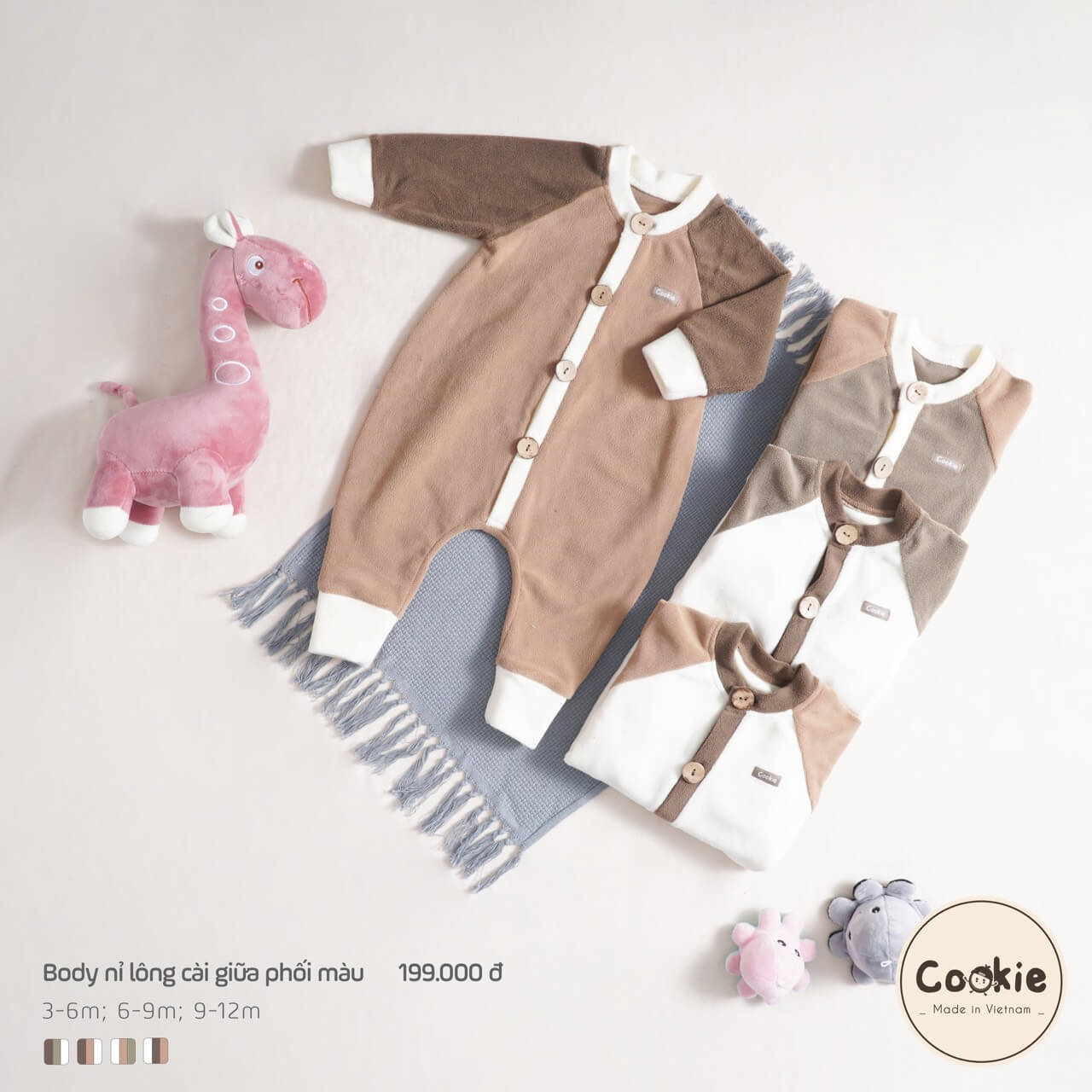 Body Cookie nỉ lông cài giữa