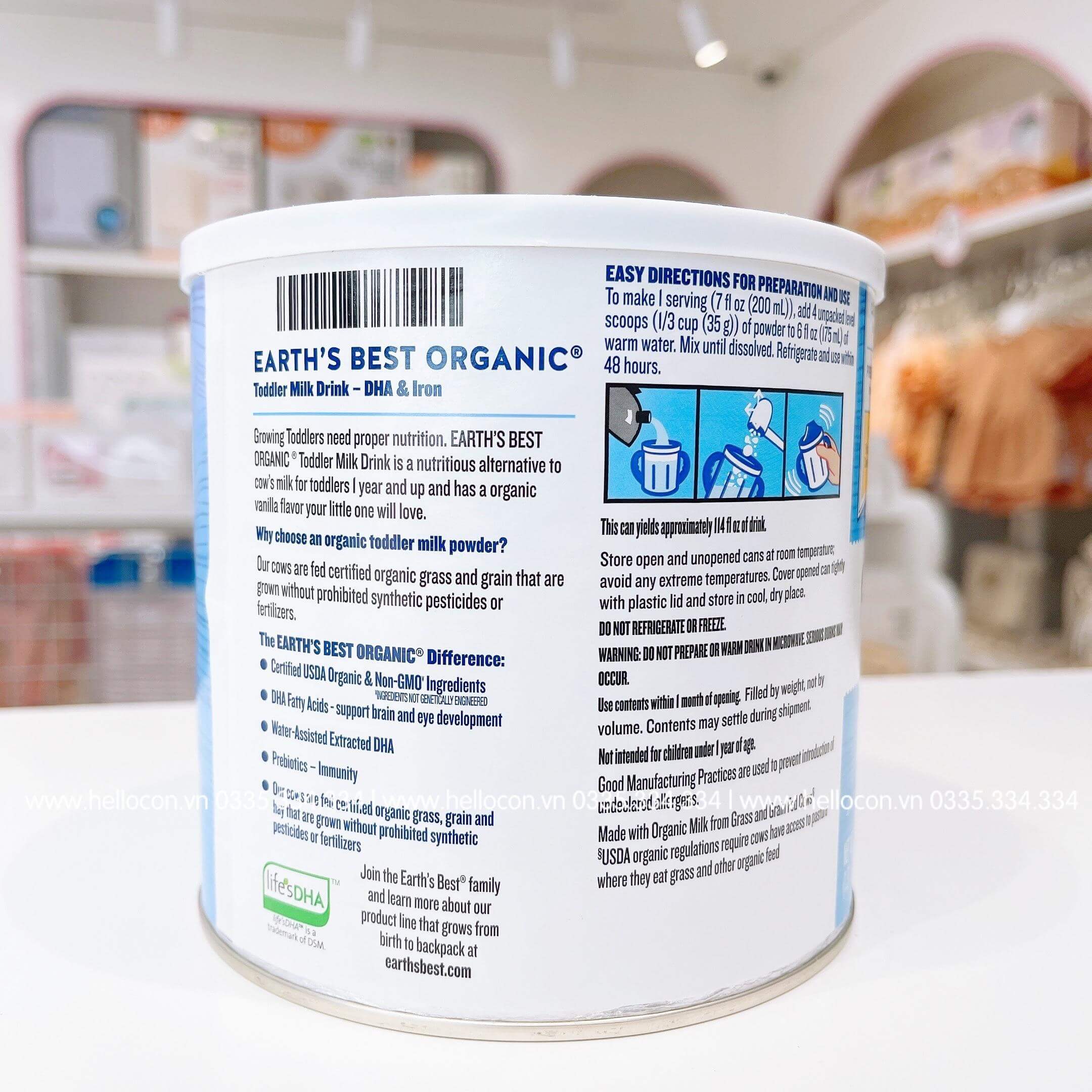 Sữa Earth’s Best Organic Toddler Mỹ (Hộp thiếc xanh) – 595g (Từ 1 tuổi) — ảnh 2