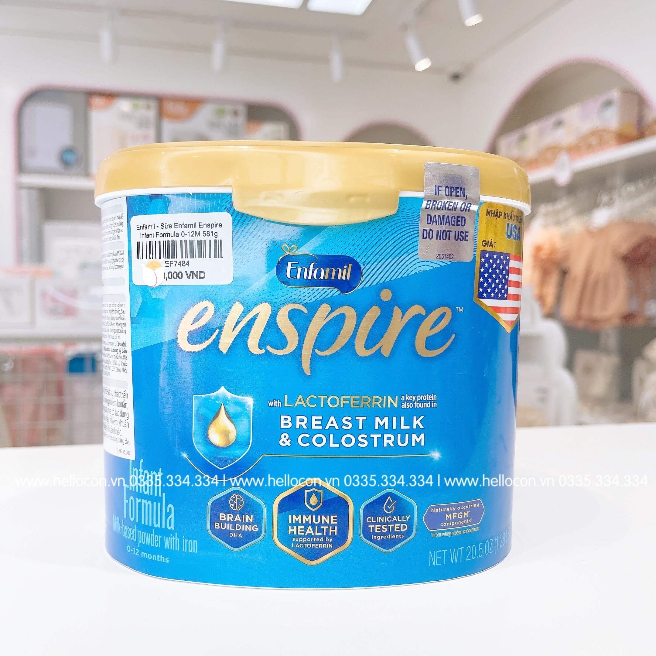 Sữa Enfamil Enspire Infant Formula 0-12M (Hộp 581g, hộp 850g)