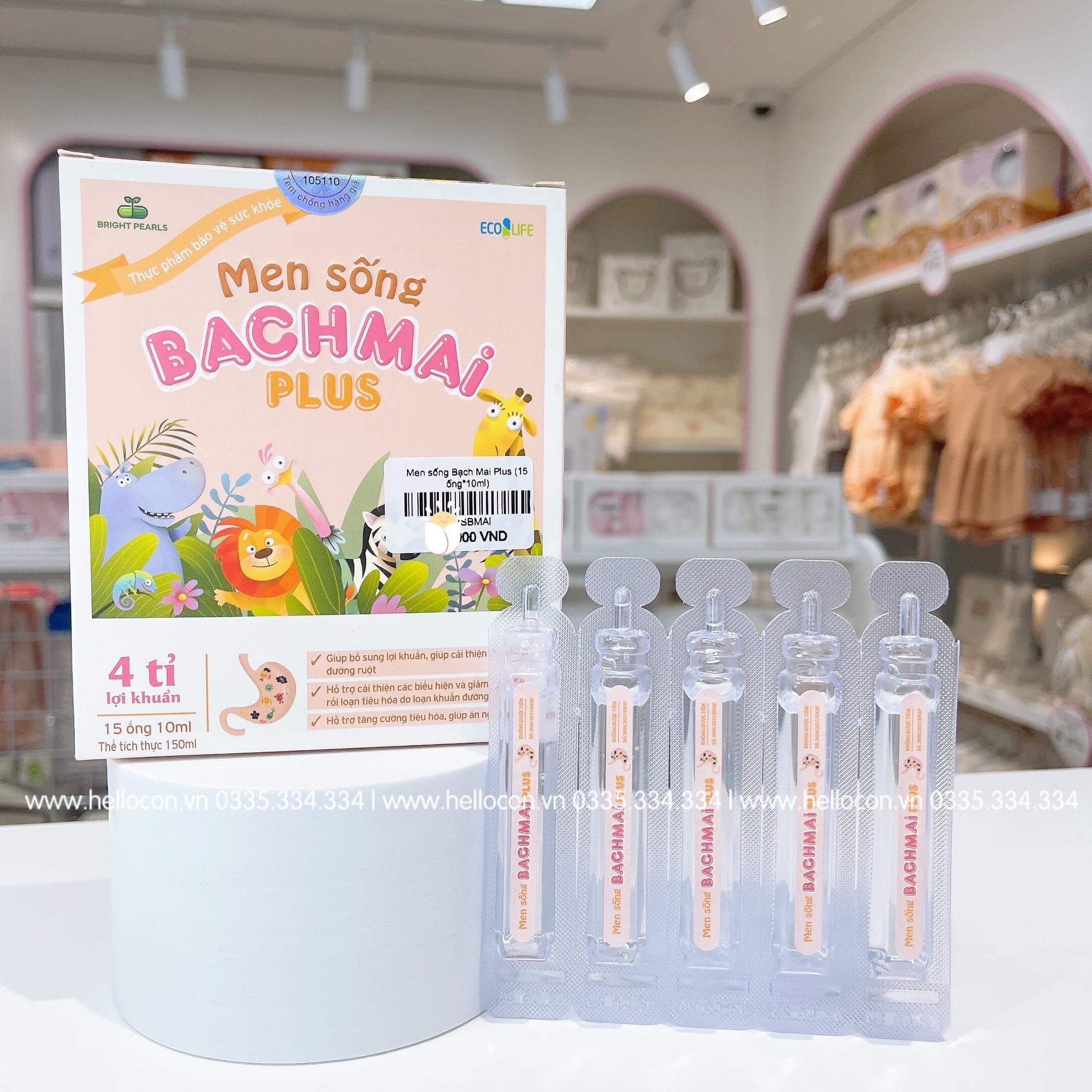 Men sống Bạch Mai Plus (15 ống*10ml)