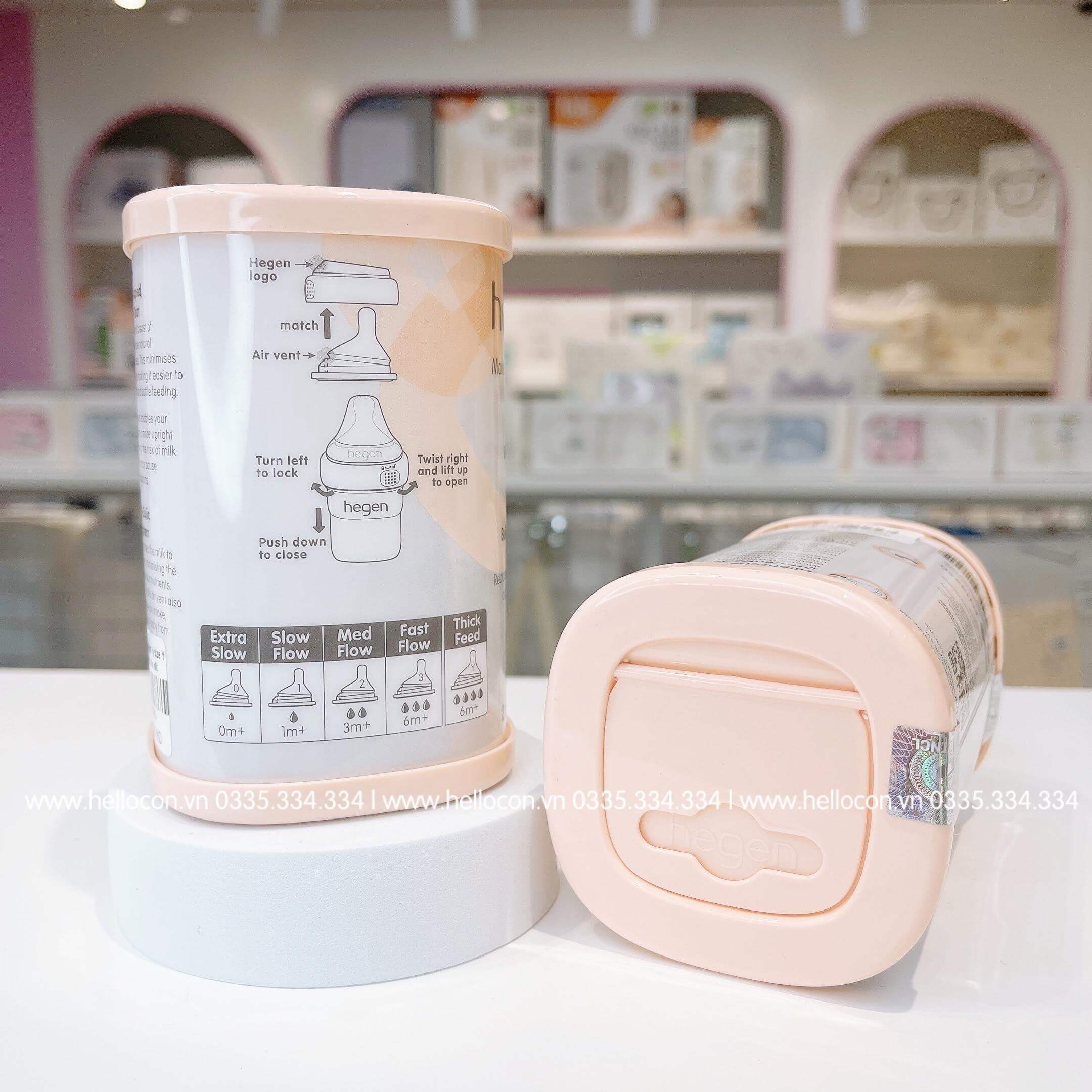 Bộ hai núm ty Hegen các size (Size 0-1m, size S 1-3M+, size M 3-6M+, size L trên 6M+, size Y cắt dành cho thức ăn sệt) — ảnh 2