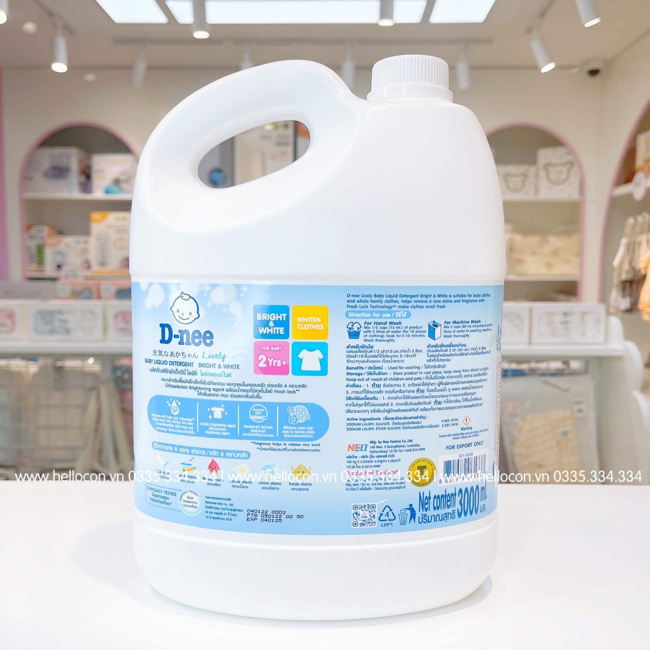 Nước giặt quần áo trẻ em Dnee 3000ml (Màu Trắng, Hồng, Organic Xanh lá, Tím, Xanh dương) — ảnh 6