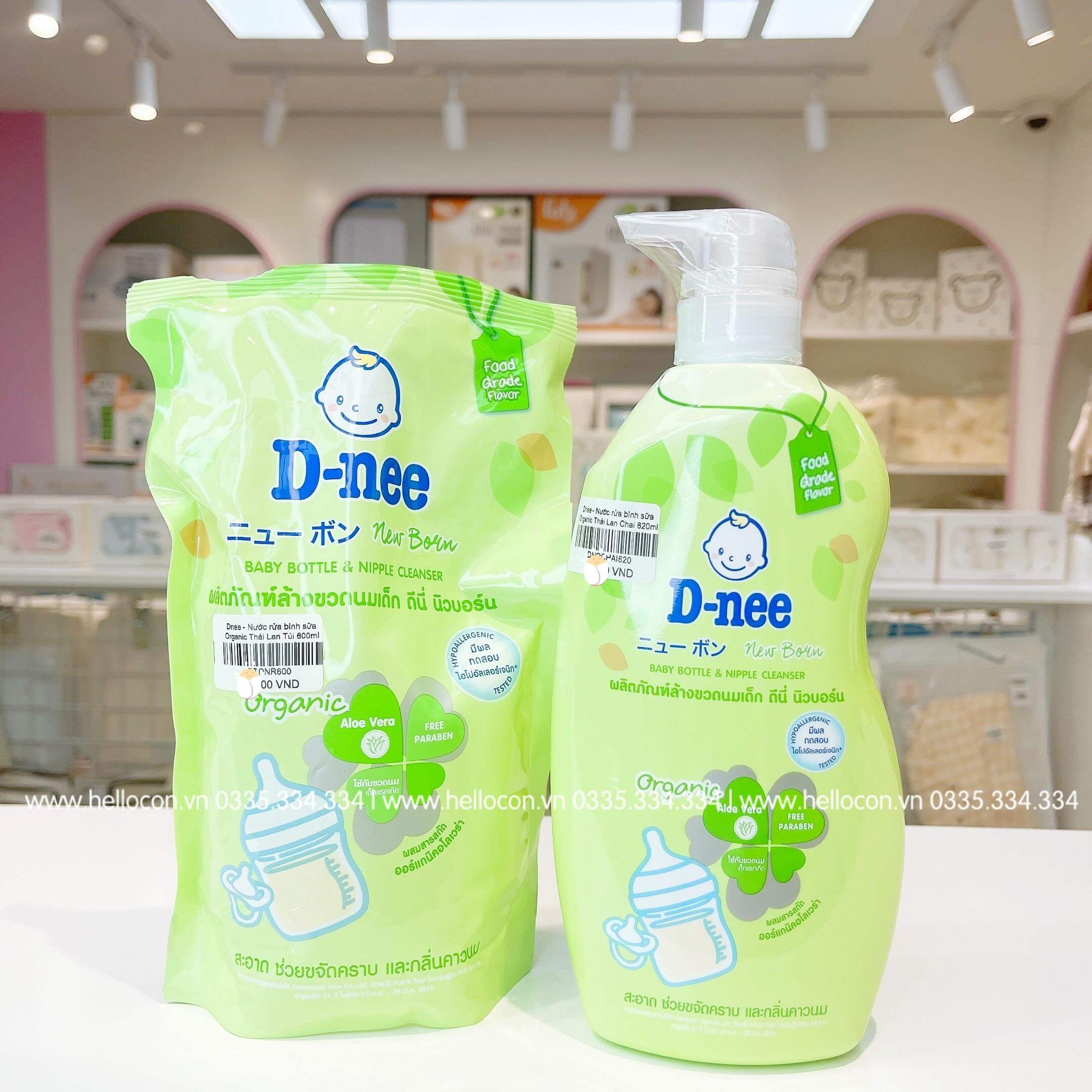 Nước rửa bình sữa Organic Dnee Thái Lan (Dạng Túi, dạng Chai)
