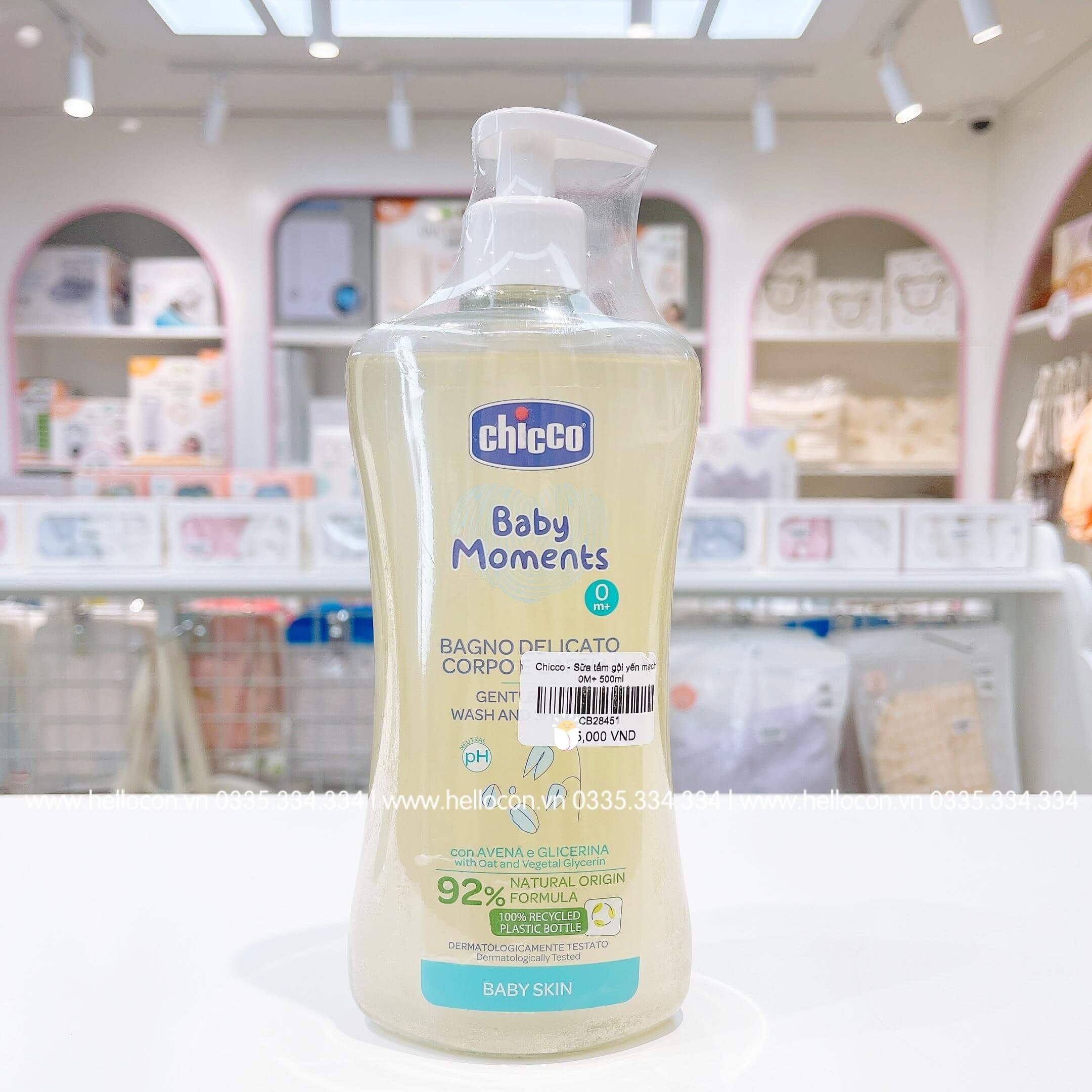 Sữa tắm gội yến mạch Chicco cho bé từ 0 tháng (200ml, 500ml)