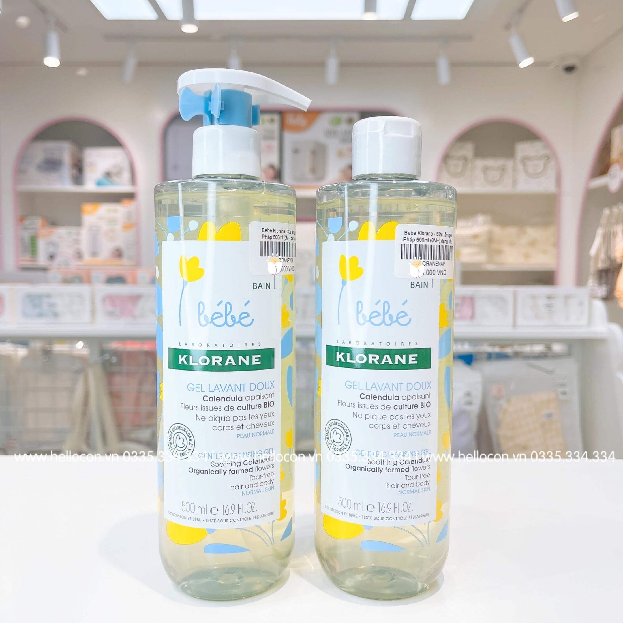 Sữa tắm gội Pháp Bebe Klorane 500ml dành cho trẻ từ sơ sinh (dạng vòi, dạng nắp)