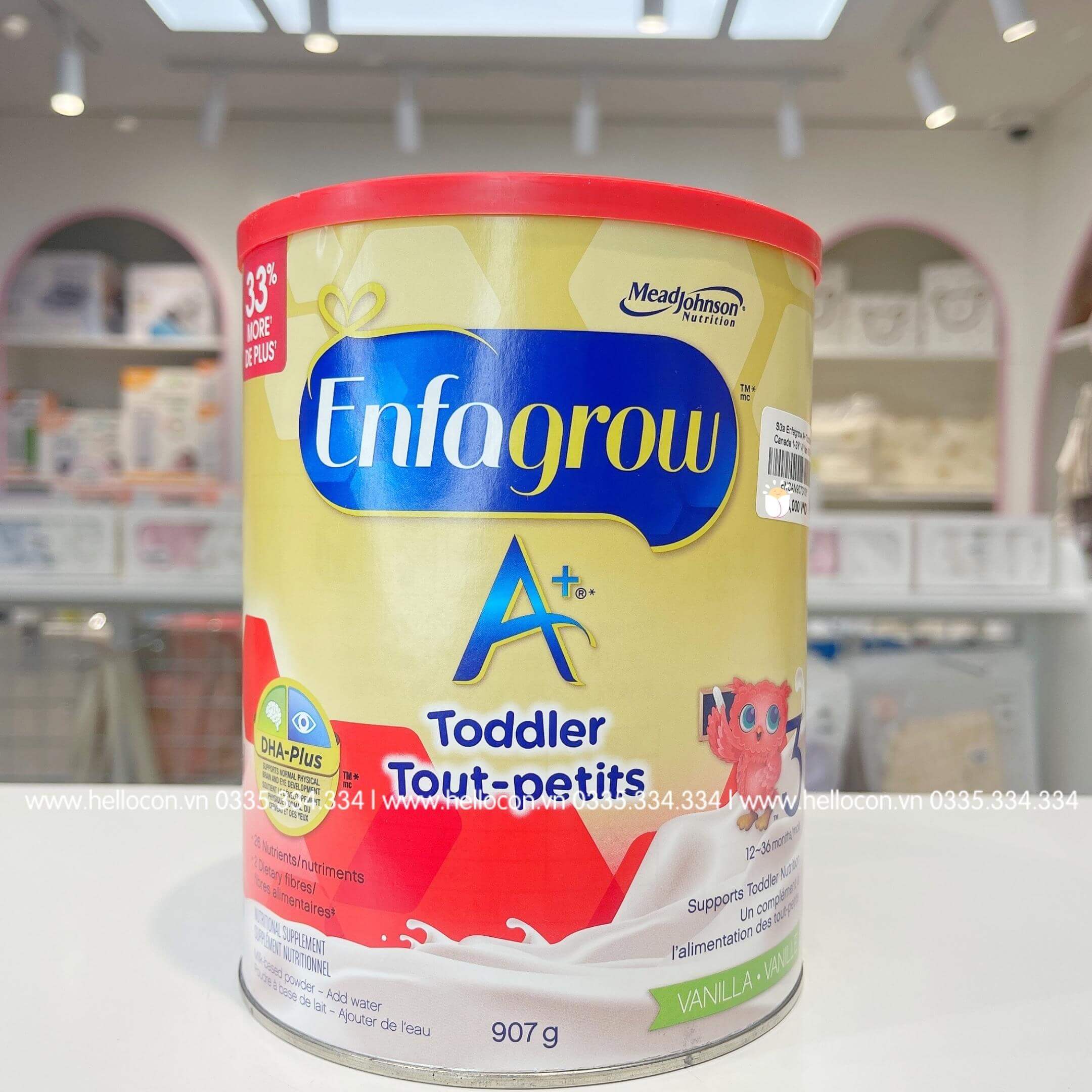 Sữa Enfagrow A+ Toddler Canada 1-3Y 907g (Vị Vani, vị sữa)