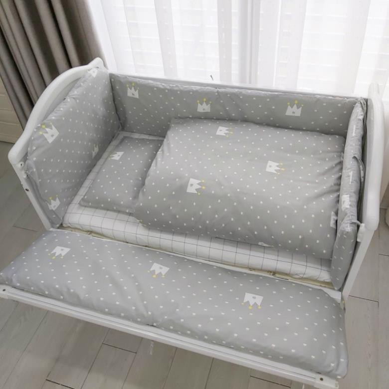Quây cũi vải 9 món Umoo (dành cho quây cũi gỗ) (Quây Vải trắng, quây Vải thỏ hồng, quây Vải voi hồng, quây Vải voi xám, quây Vải xương rồng) — ảnh 7