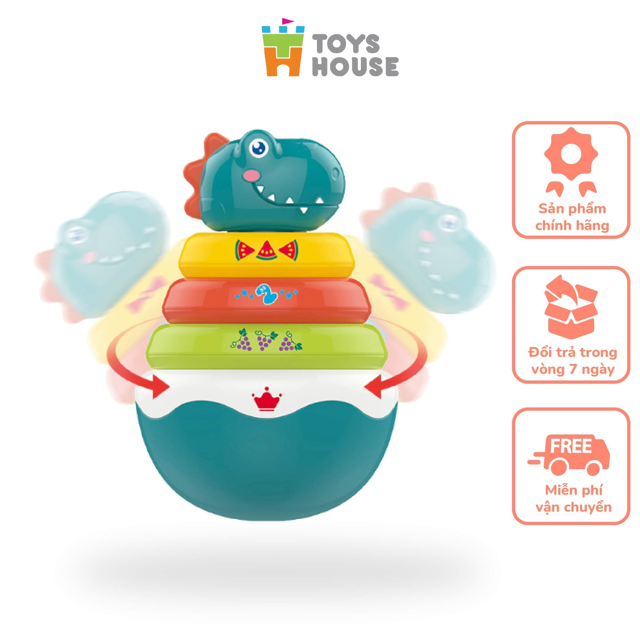 Lật đật kết hợp vòng xúc xắc xếp chồng khủng long ToysHouse
