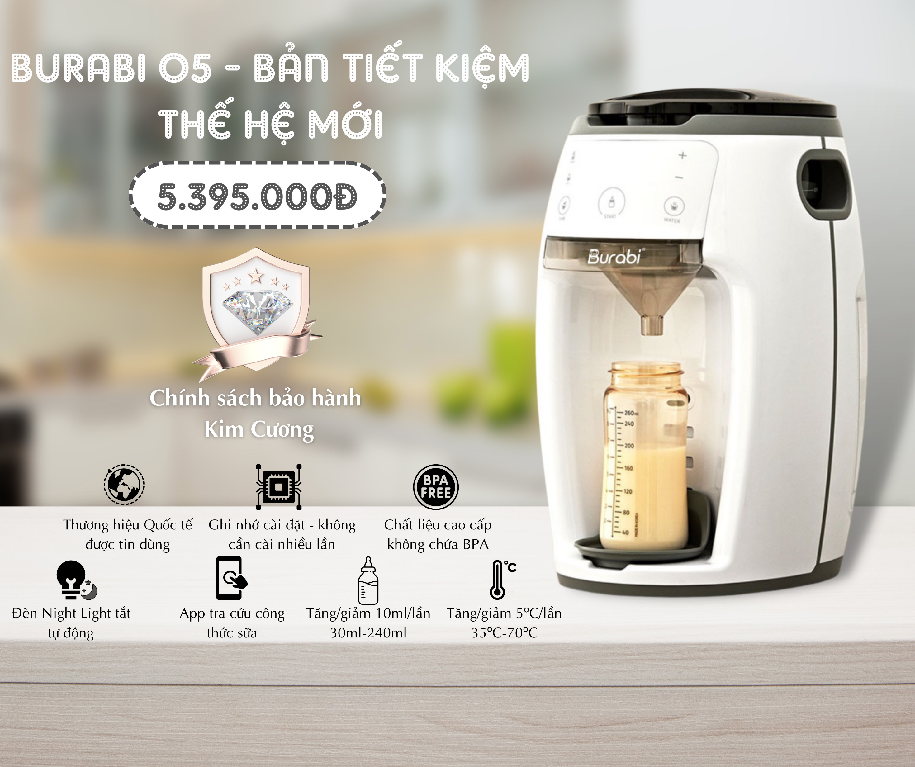 Máy pha sữa Burabi 05 không có wifi
