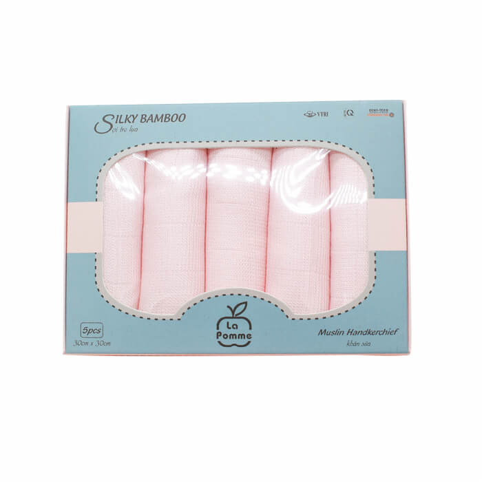 K001 Set 5 Khăn sữa sợi tre lụa (30x30) (4 màu) La pomme — ảnh 2
