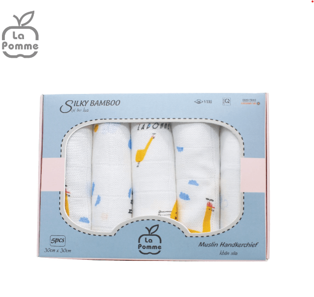 K001 Set 5 Khăn sữa sợi tre lụa (30x30) (4 màu) La pomme — ảnh 4