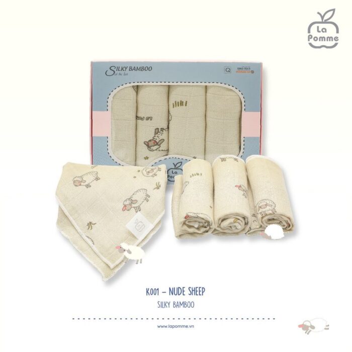K001 Set 5 Khăn sữa sợi tre lụa (30x30) - Cá heo (4 màu) — ảnh 4