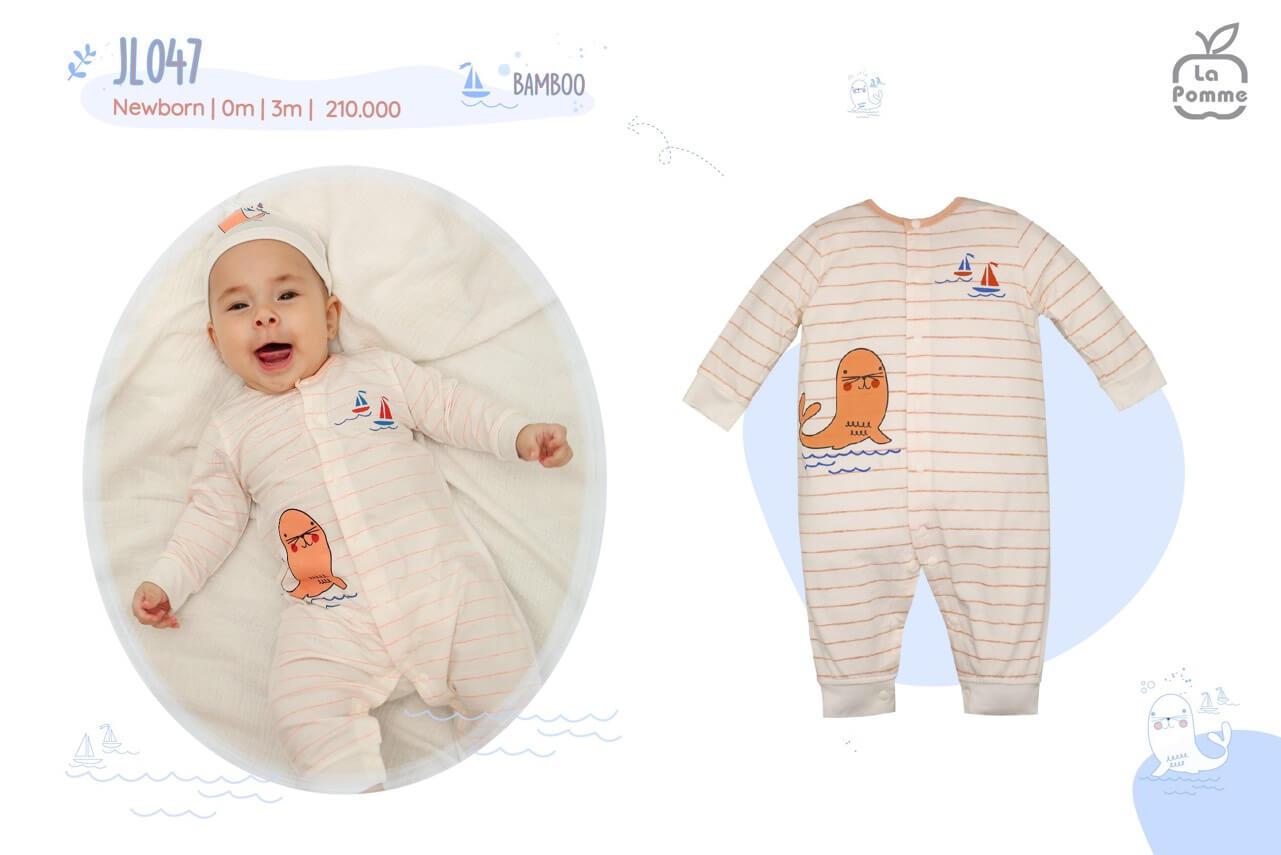 JL047 Bộ body dài tay La Pomme Sư tử biển 0M