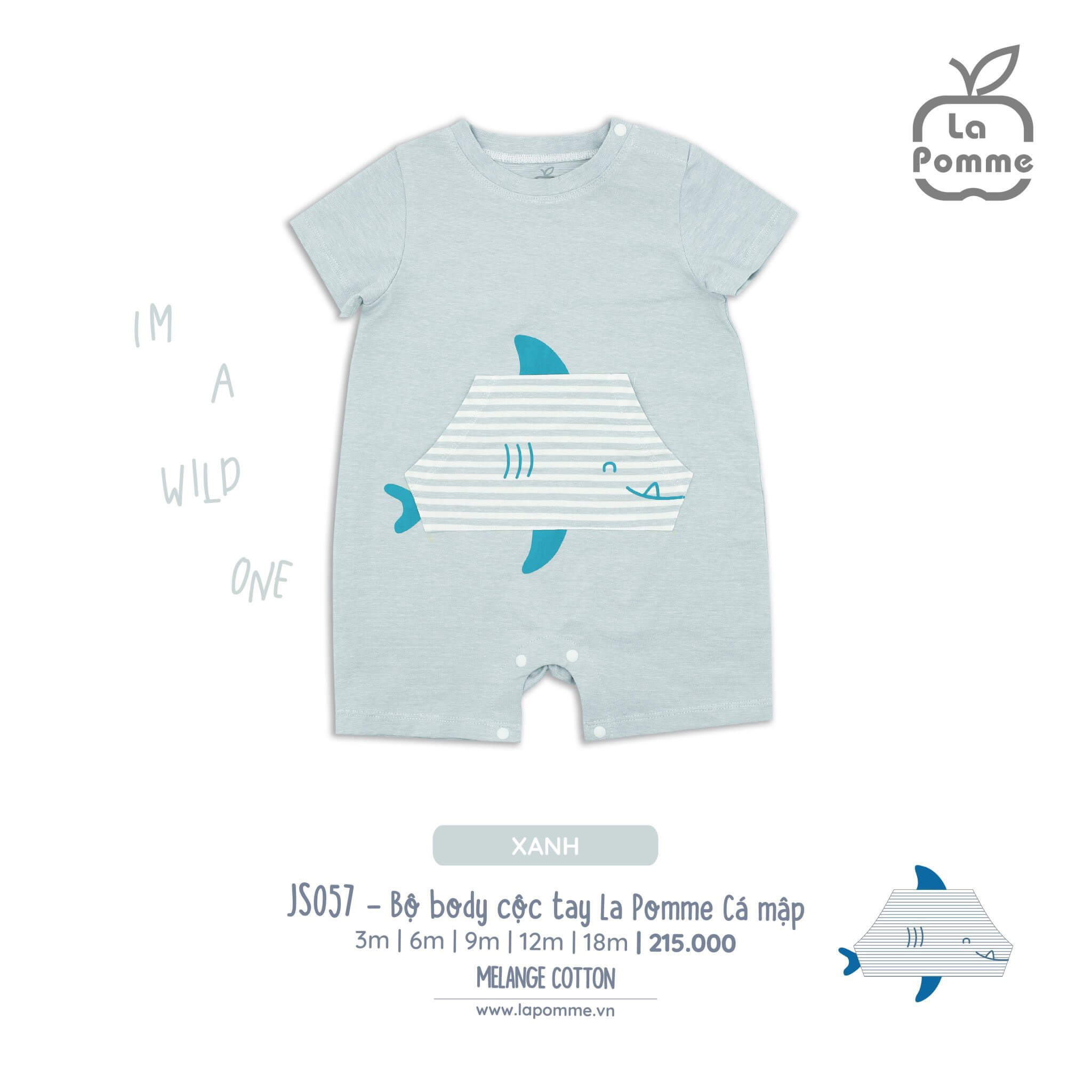 JS057 Bộ body cộc tay La Pomme Cá mập (6M, 9M, 12M)