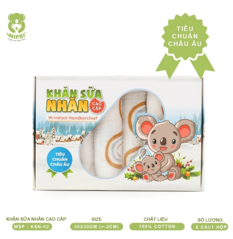 Khăn sữa xô nhăn in hình Mipbi cao cấp — ảnh 2