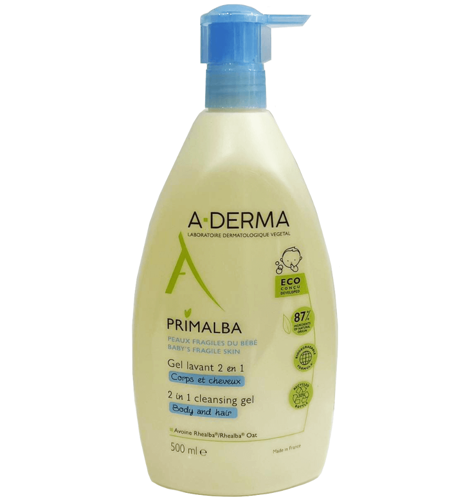 Sữa tắm gội giảm rôm sảy A-Derma Primaba baby sơ sinh