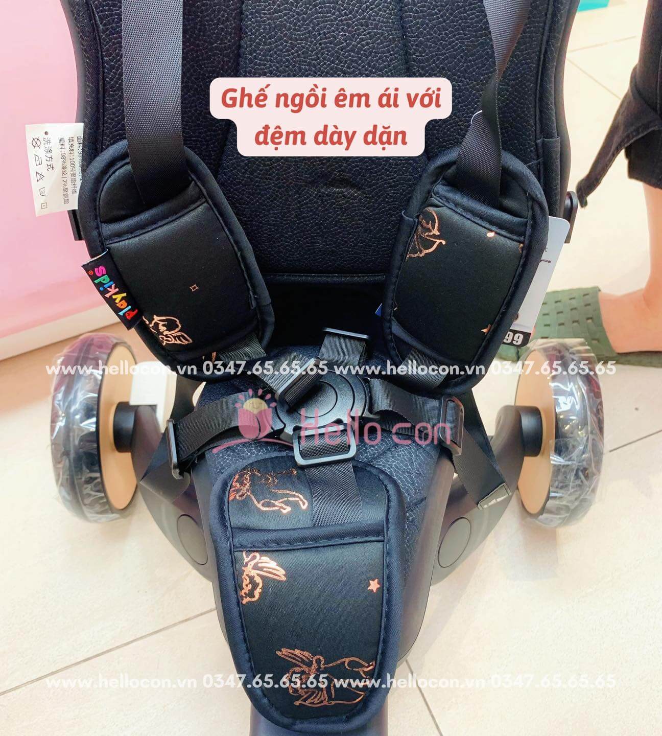 Xe đạp 3 bánh Playkids S03 kèm tay đẩy, mái che, ghế đảo chiều, có thể gập gọn — ảnh 11
