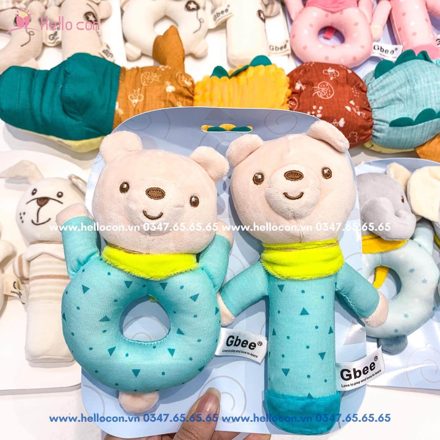 Gấu bông Gbee nhiều màu sắc vải dệt kim, lục lạc cho trẻ từ 0M+ — ảnh 2