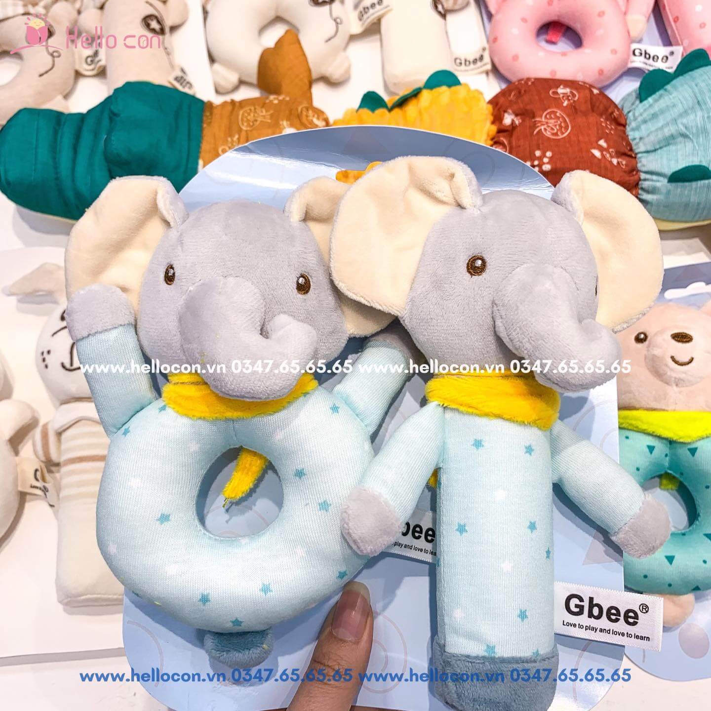 Gấu bông Gbee nhiều màu sắc vải dệt kim, lục lạc cho trẻ từ 0M+ — ảnh 3